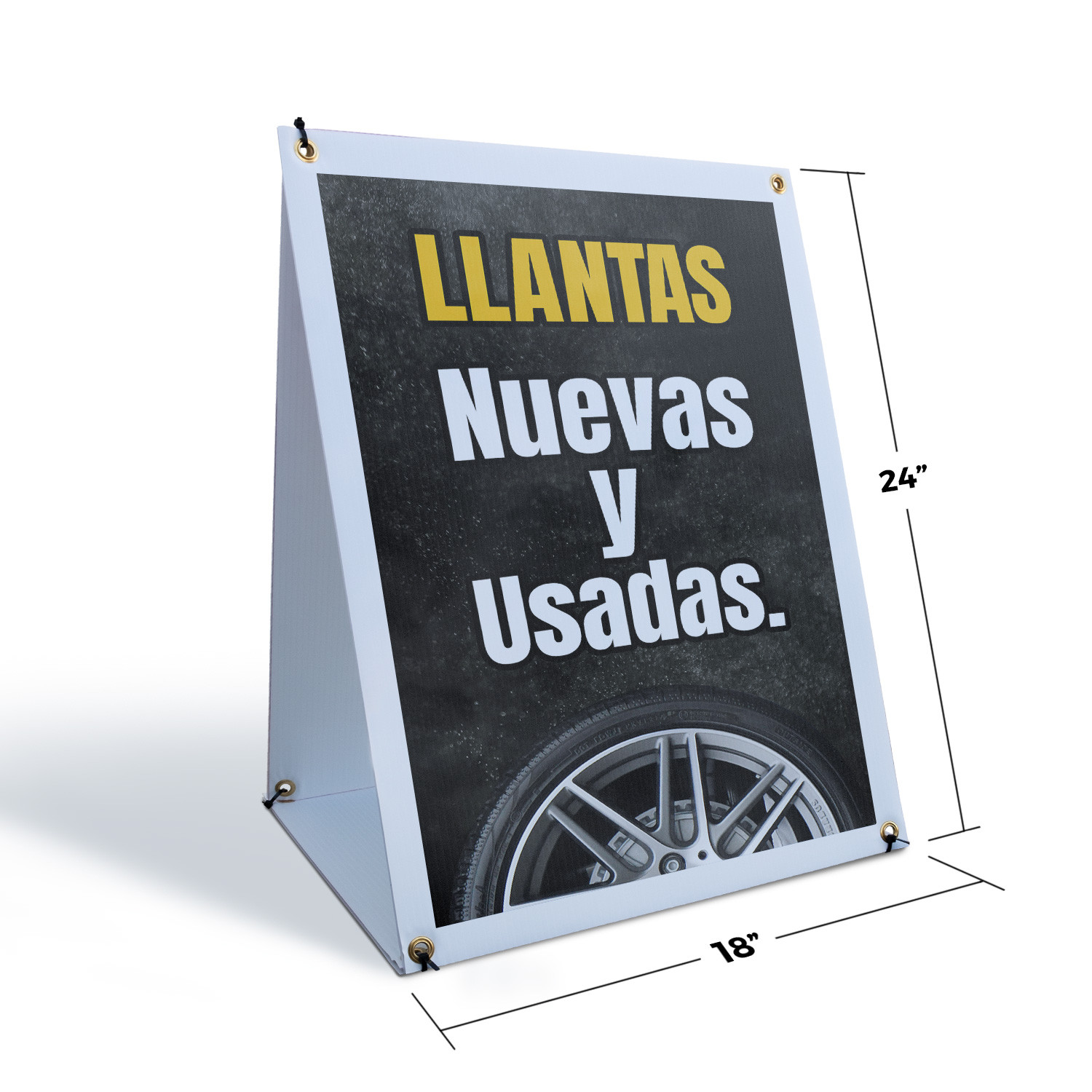 Llantas Nuevas y Usadas A-Frame Sidewalk Sign Spanish Tire Sale Auto Discount