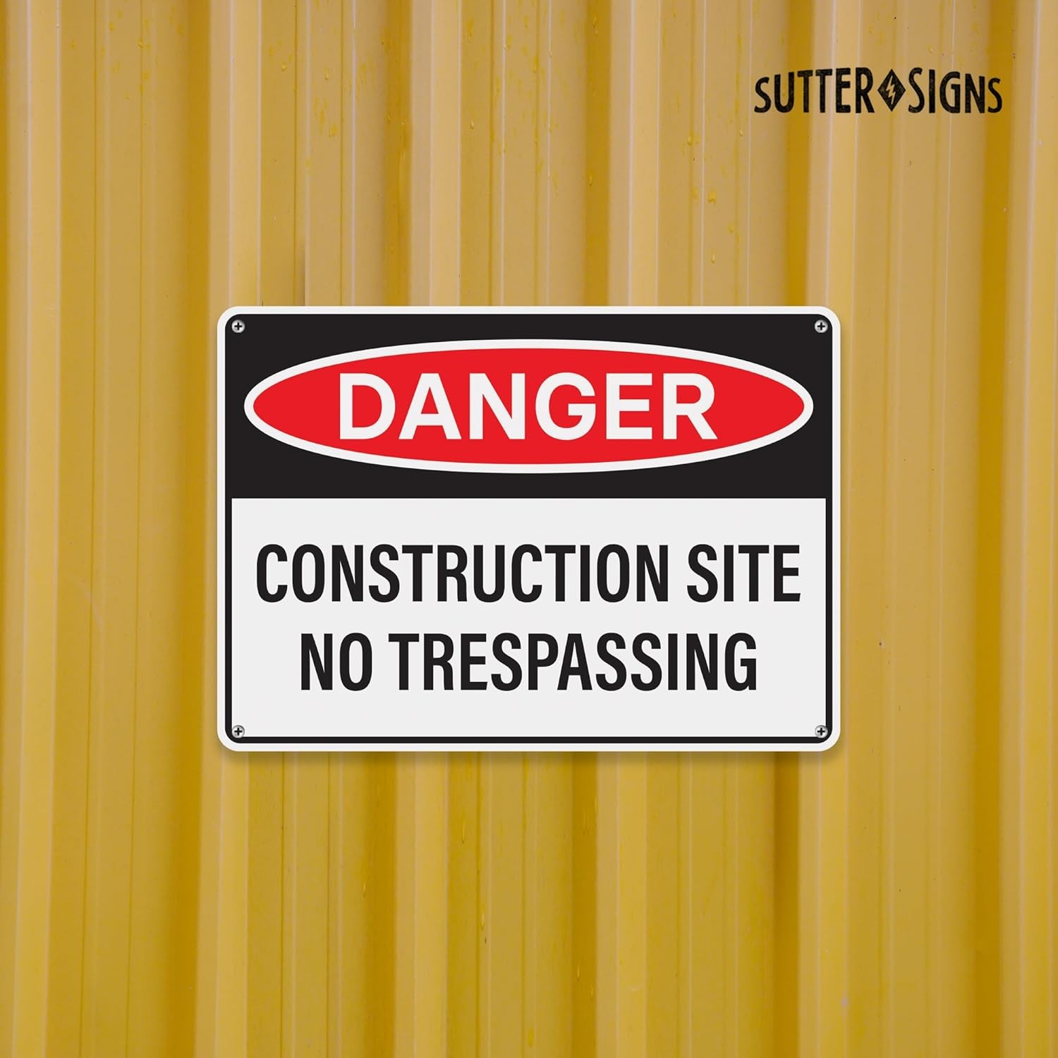 4pcs Danger Construction Site Sign 14×10 inch, Plastic Sign for Construction Sit