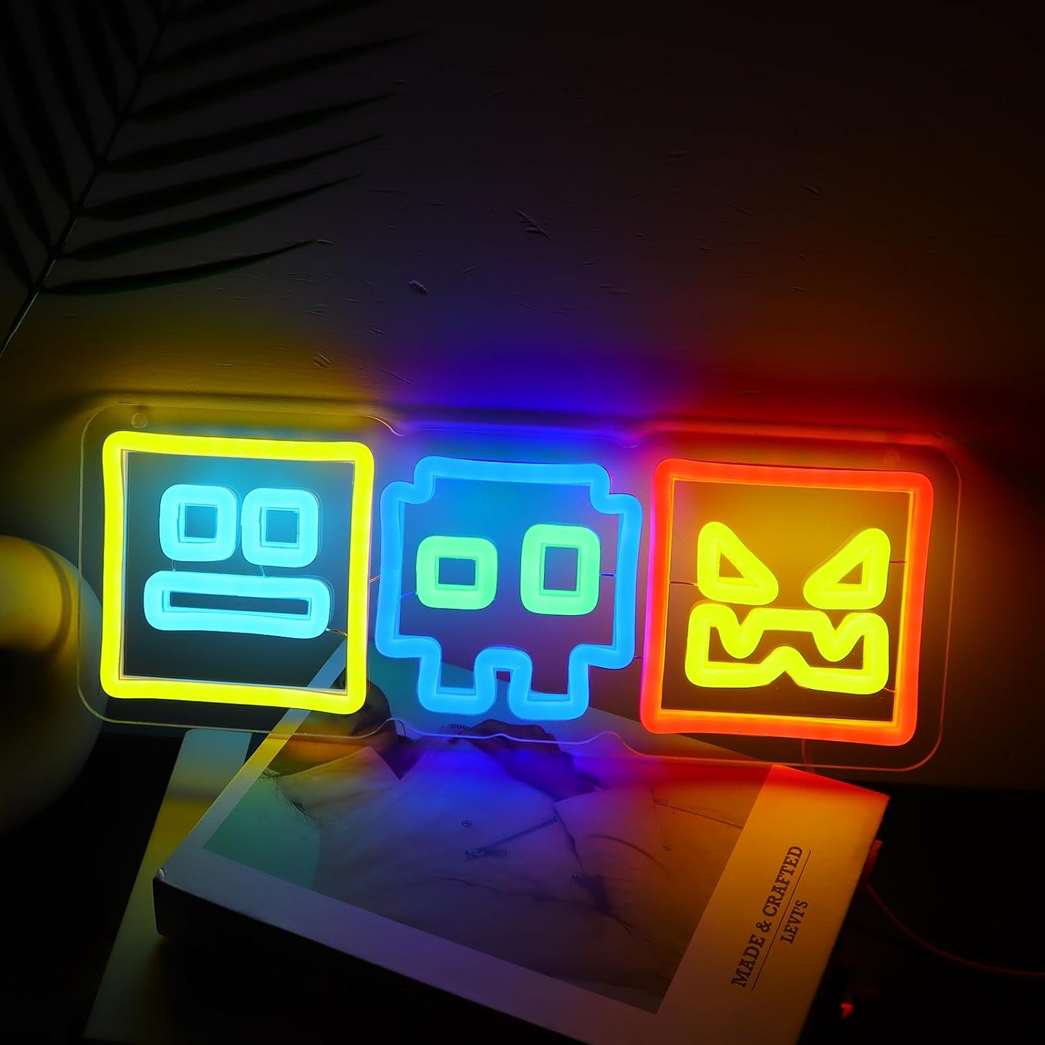Colorful Arcade Geometry Cube Neon Sign | Smart Dimmer USB Powered No Strobing C