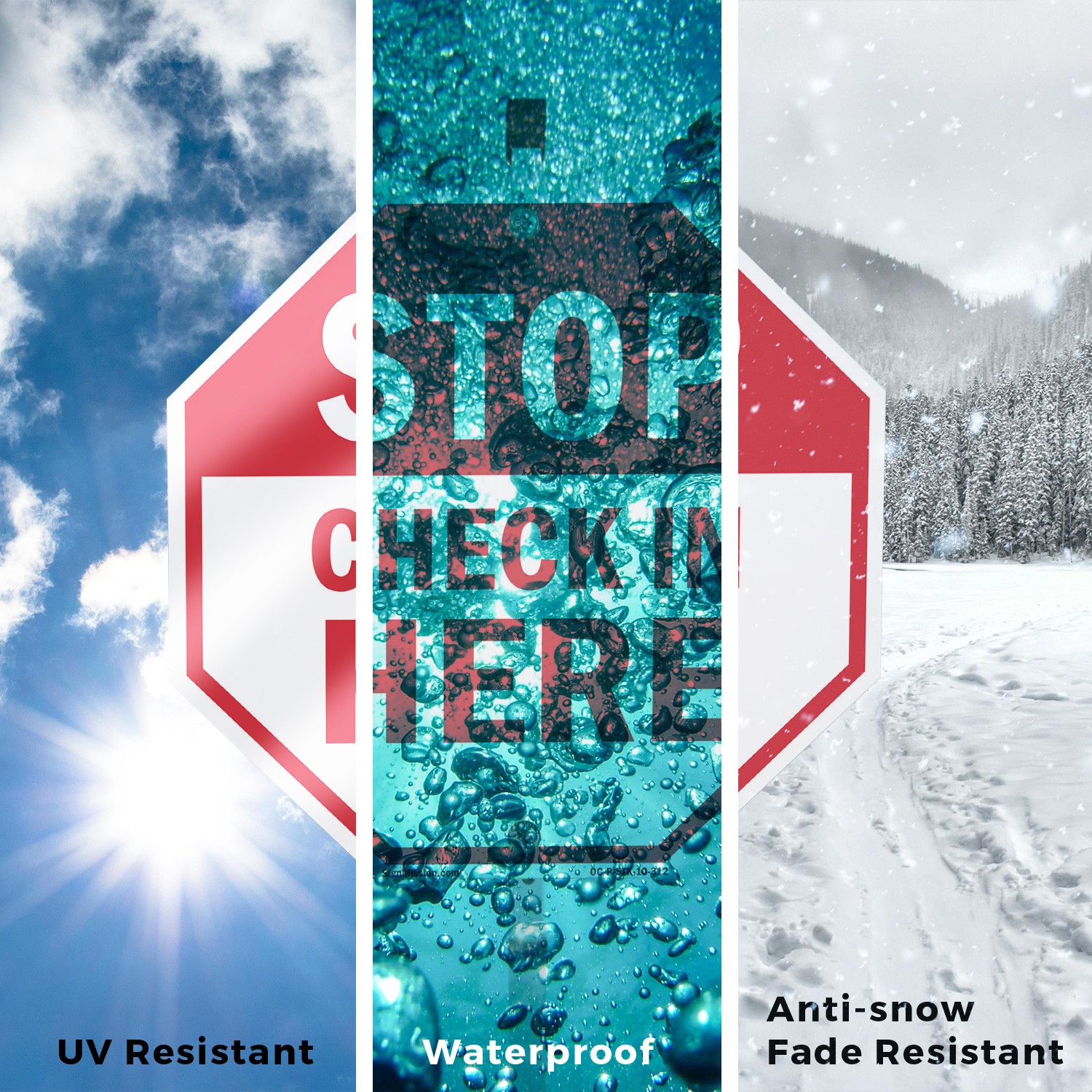 Stop Check in Here Octagon Sign With Stake Weather Resistant UV Protected