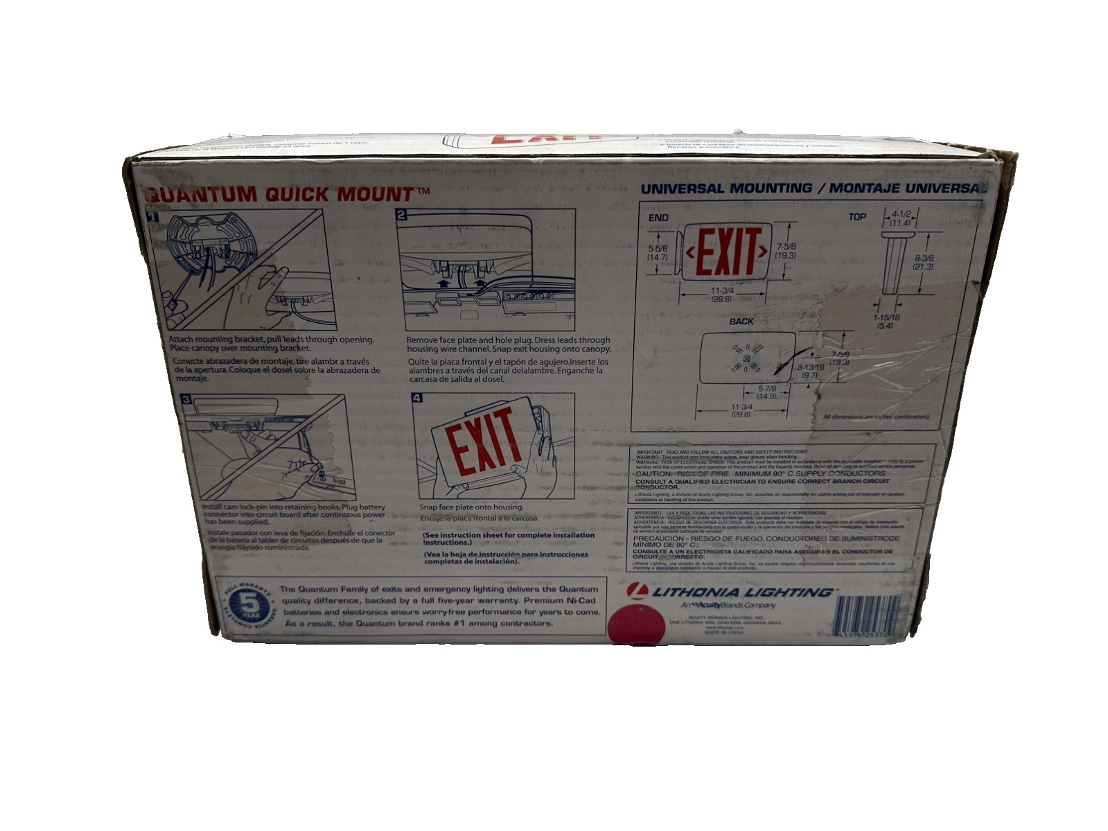 NEW LED EXIT Sign by Lithonia Lighting Quantum Thermoplastic w/ Red Letters