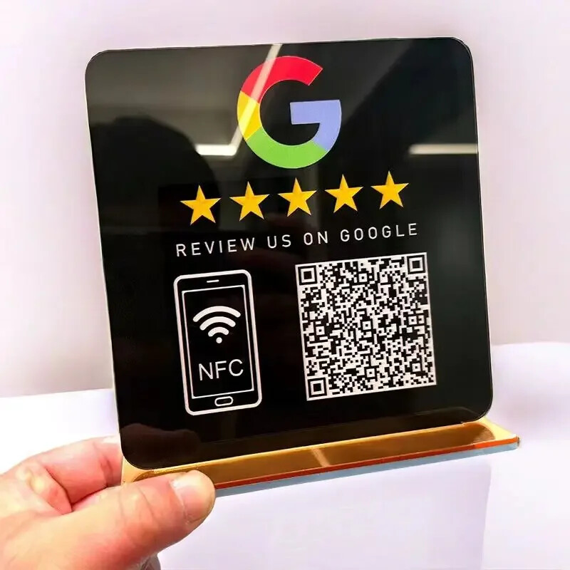 Custom Review Us on Google QR Code Sign Google Review Sign with NFC