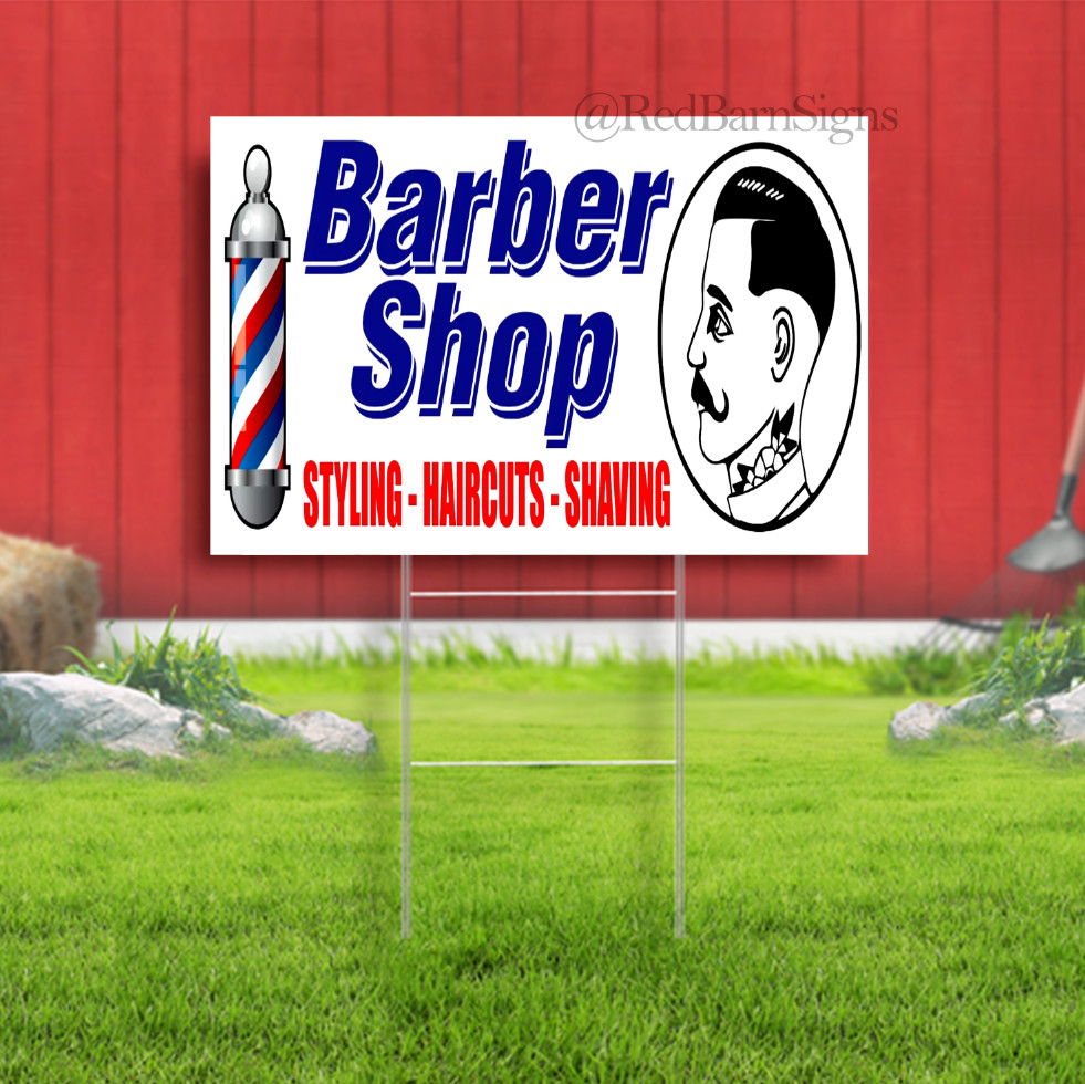 BARBER SHOP YARD SIGN for outdoor use SIGN FOR Gentleman&rsquo;s barbers +H-Stakes