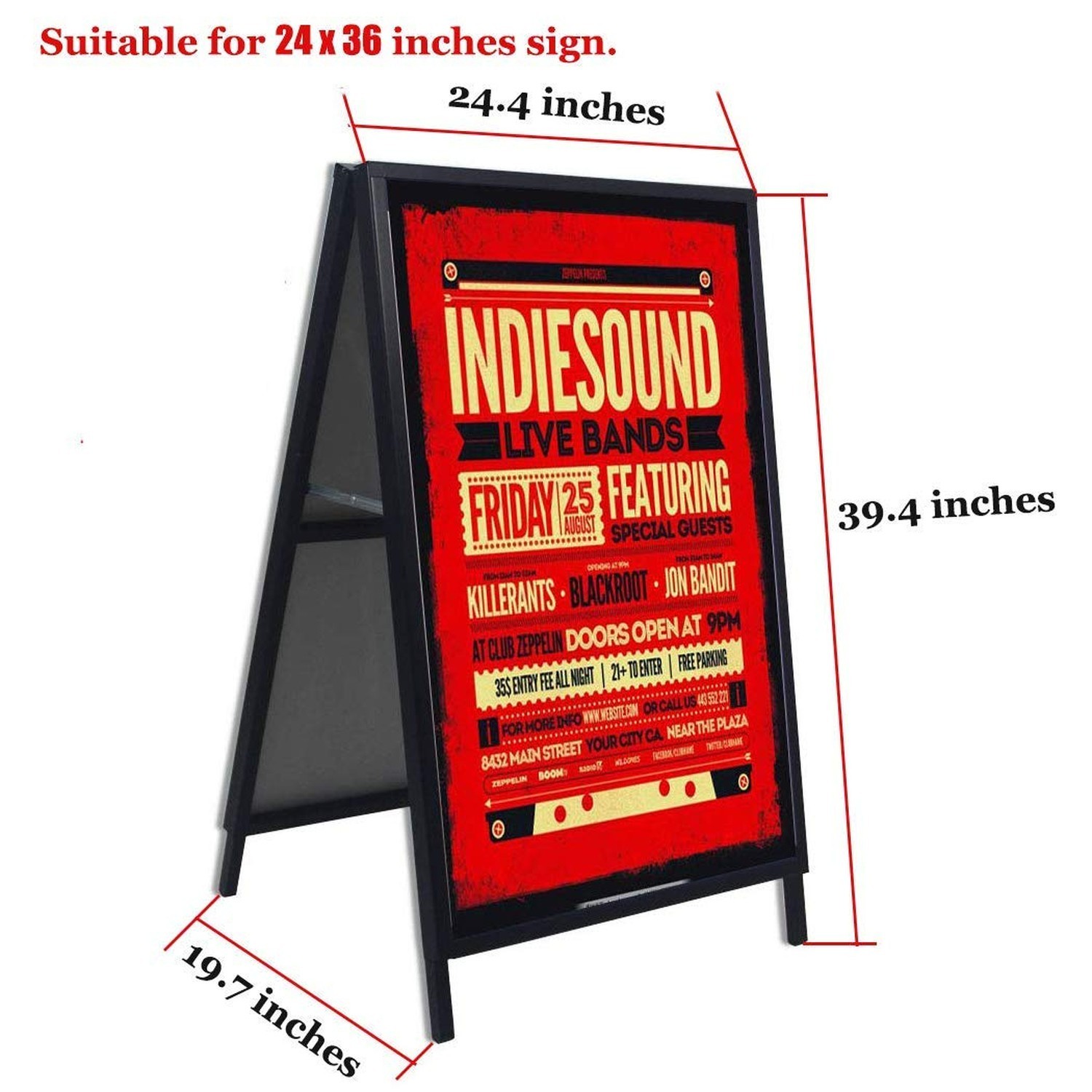 A Frame Sign Heavy Duty Sidewalk Sign for Poster Board 24x 36 inches Double-S…