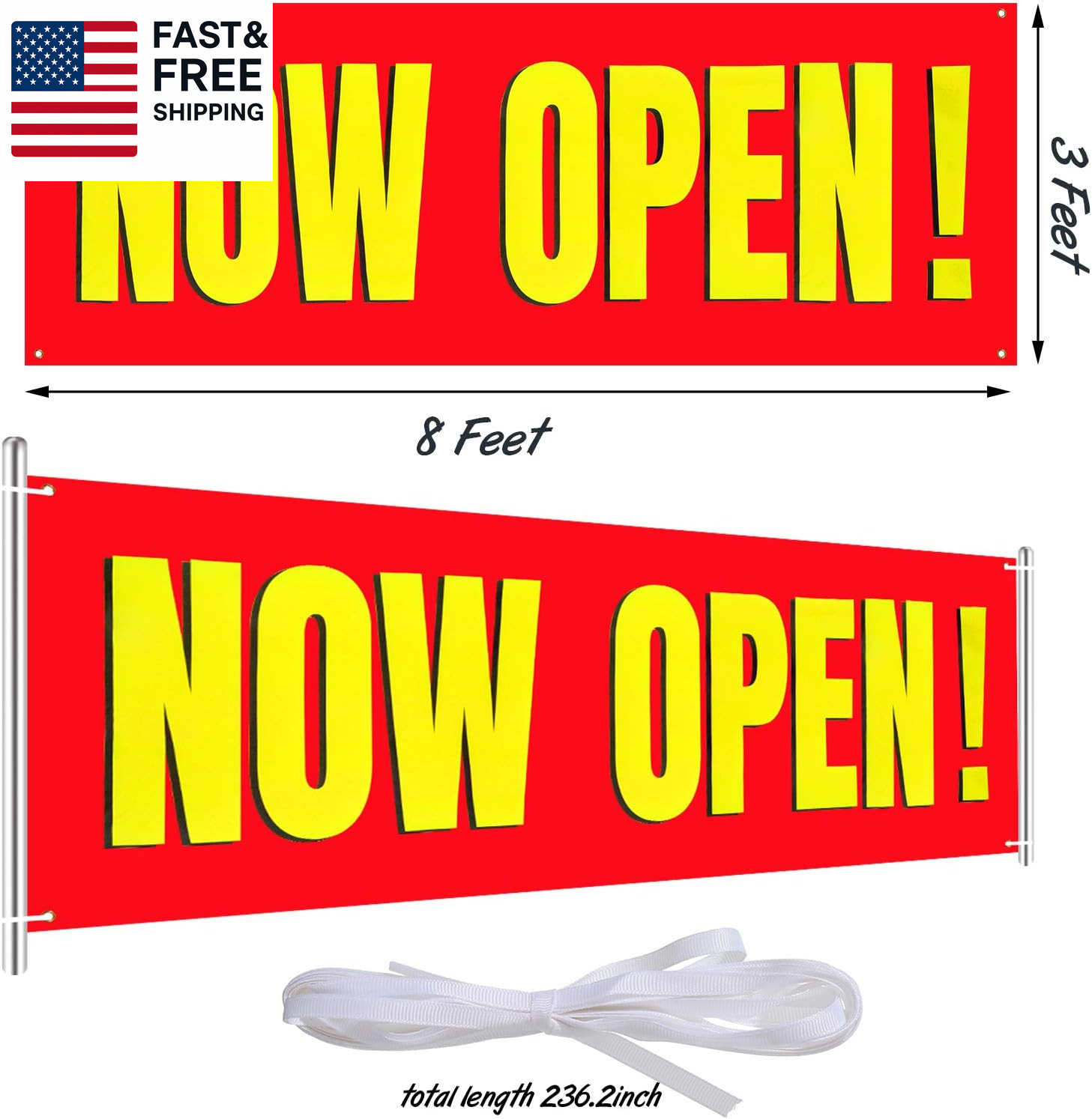 Large Now Open Banner Outdoor Indoor Signs Polyester Oxford Cloth Now Open Sign