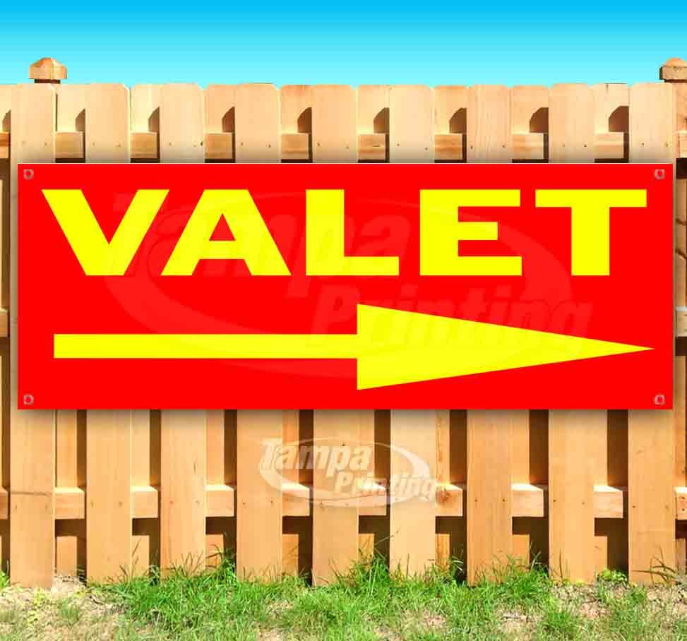 VALET RIGHT RED/YEL Advertising Vinyl Banner Flag Sign Many Sizes DIRECTIONAL