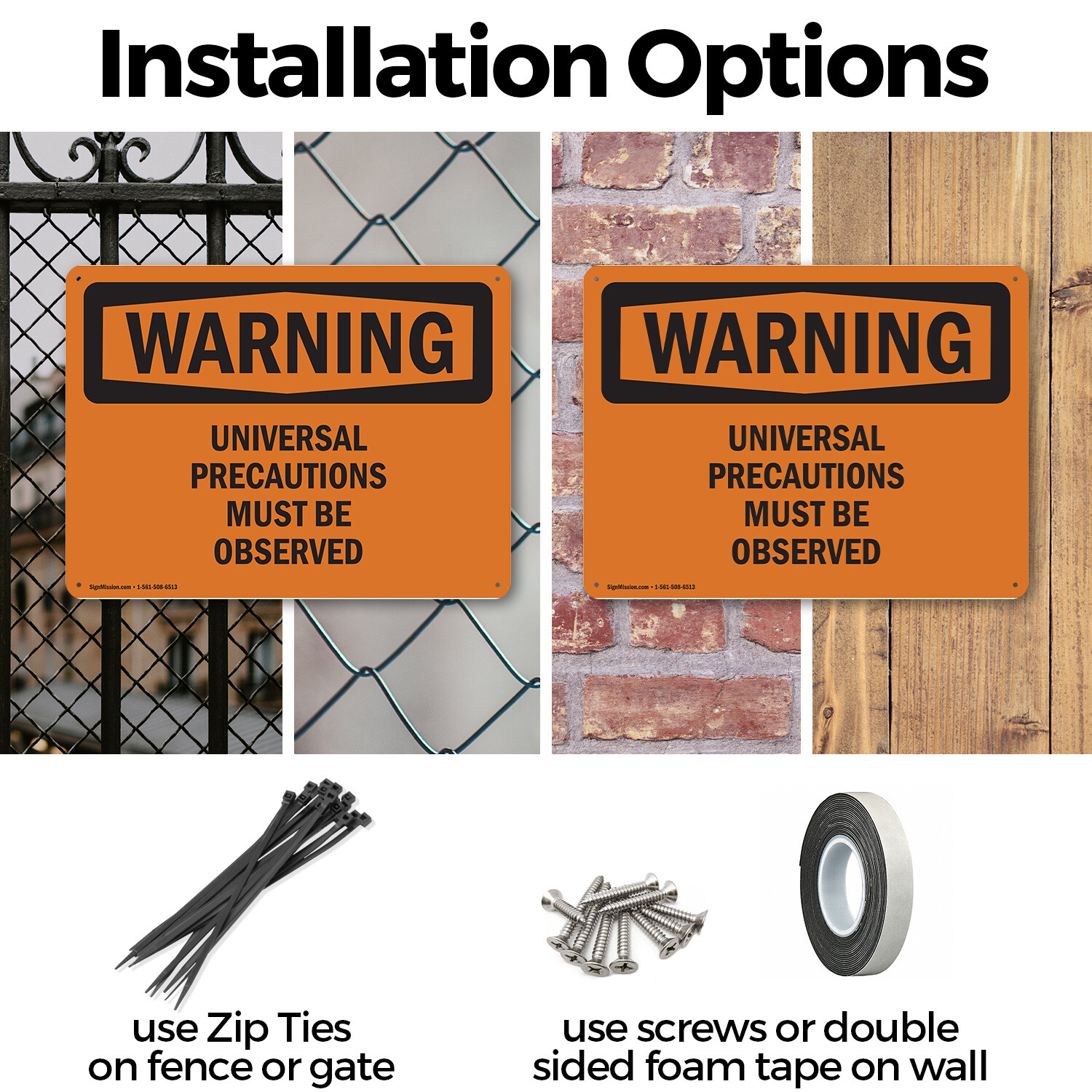 (2 Pack) Universal Precautions Must Be Observed OSHA Warning Sign Decal Metal