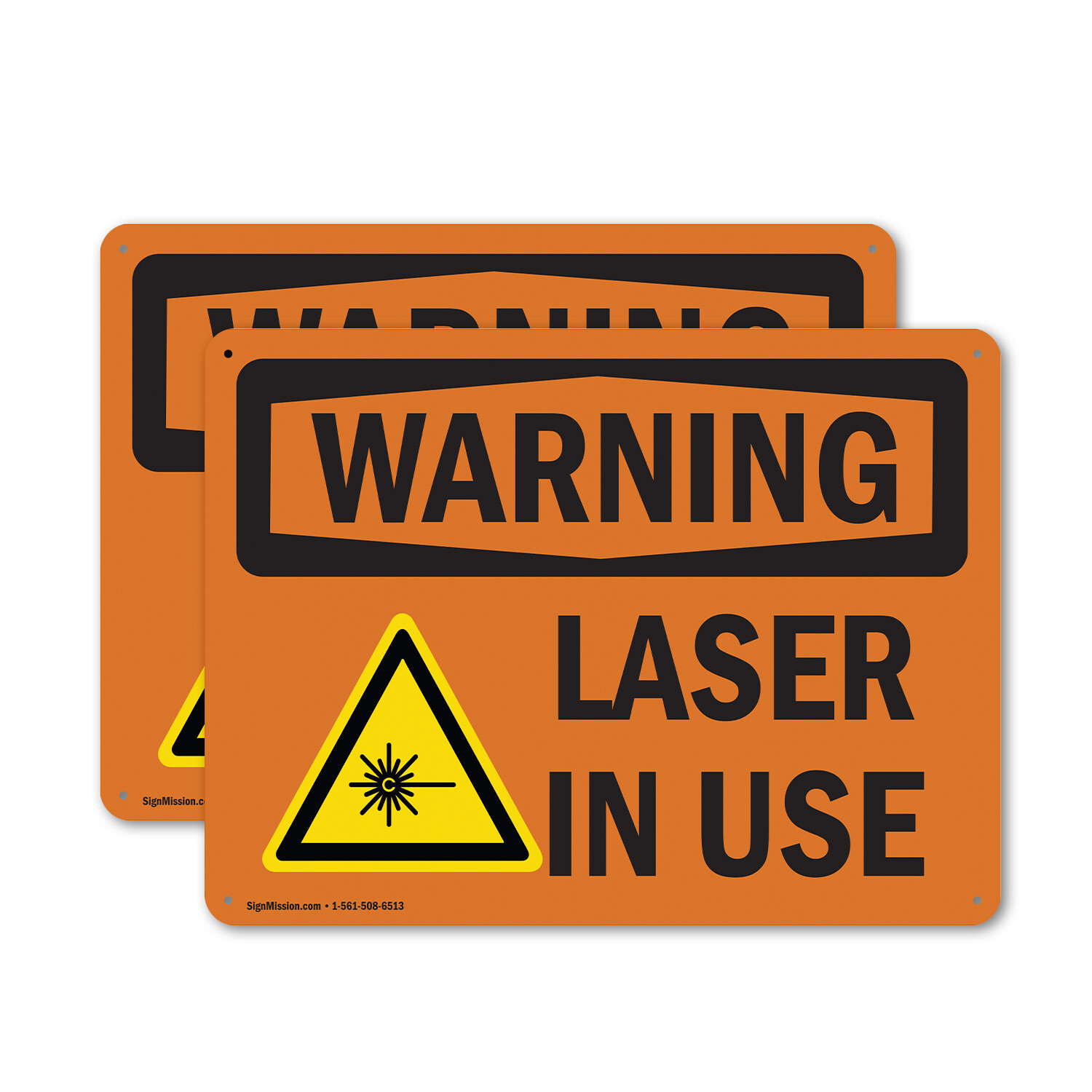 (2 Pack) Laser In Use OSHA Warning Sign Decal Metal Plastic