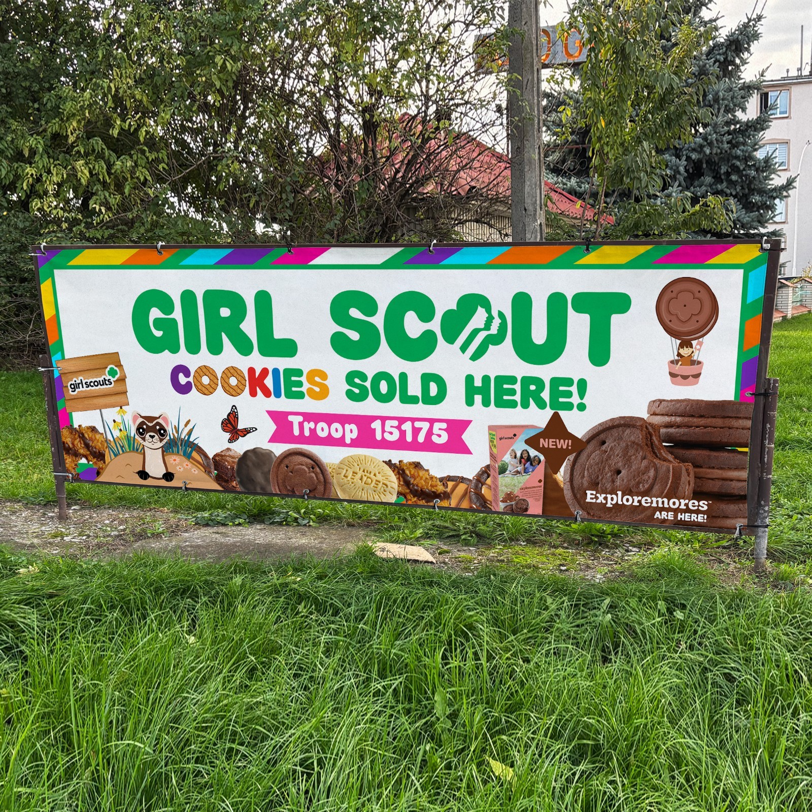 Custom Girl Scout Cookies Banner – Personalized Troop Number Sign Exploremores