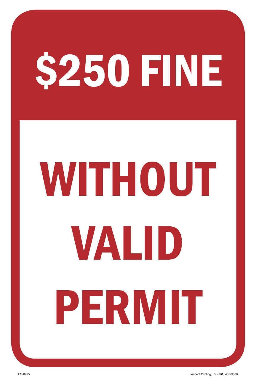 $250 Fine | Metal Parking Sign | 12&Prime;W x 18&Prime;H