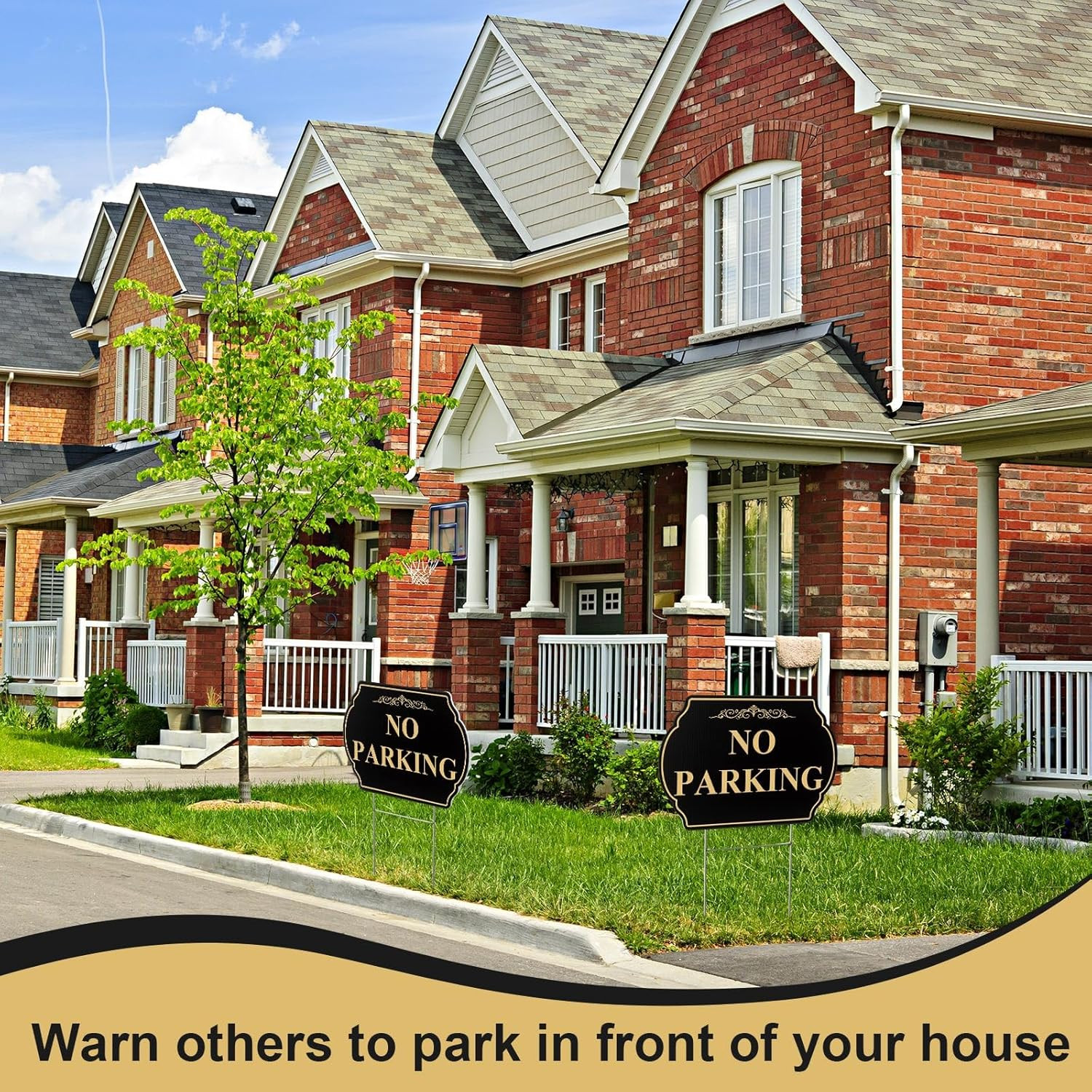 4 Pcs No Parking Signs with Stakes, 12&Prime; X 8&Prime; Heavy-Duty Private Property No Park