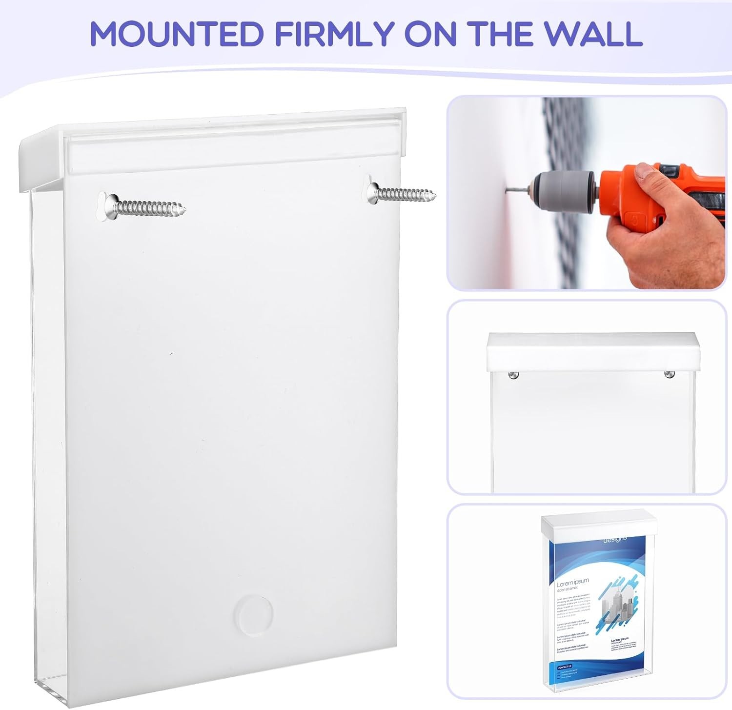 Remerry 2 Pieces Acrylic Outdoor Brochure Holder 6 x 9 Inch Clear Wall clear