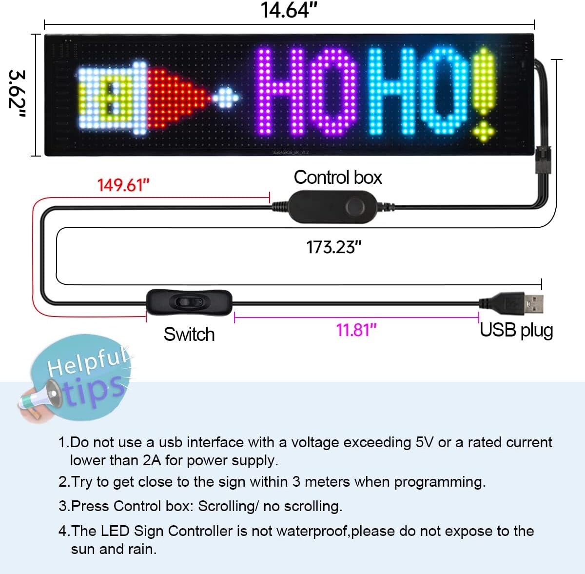Scrolling LED Sign Matrix Pixel Panel CAR Advertising Screen APP Control
