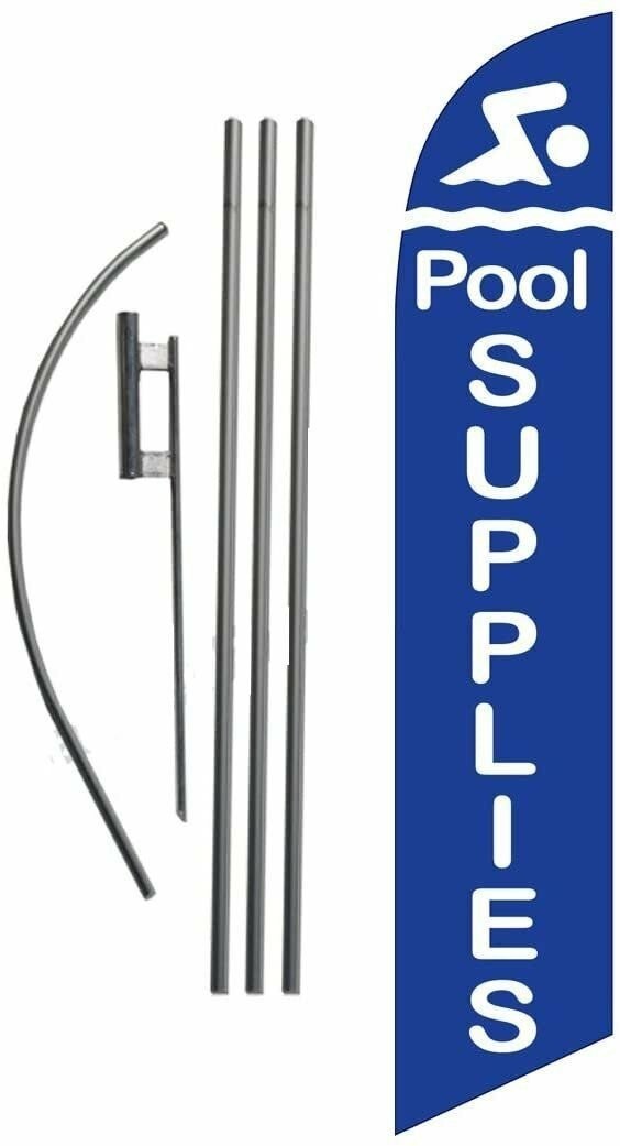 Pool Supplies Store Advertising Feather Banner Swooper Flag Sign with Flag…