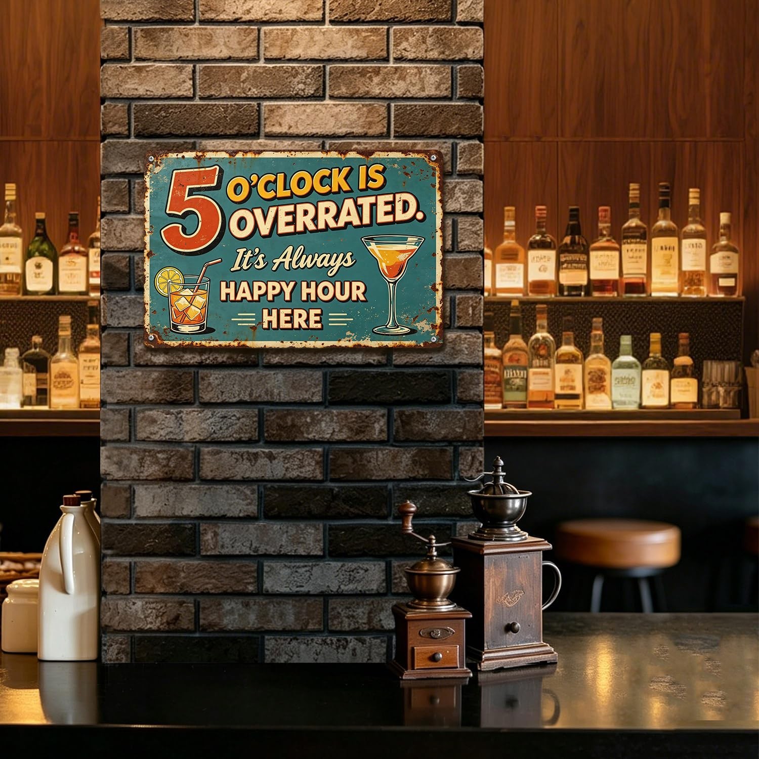 Retro Bar Aluminum Signs, It&rsquo;s Always Happy Hour Here 5 O&rsquo;clock Is Overrated,…