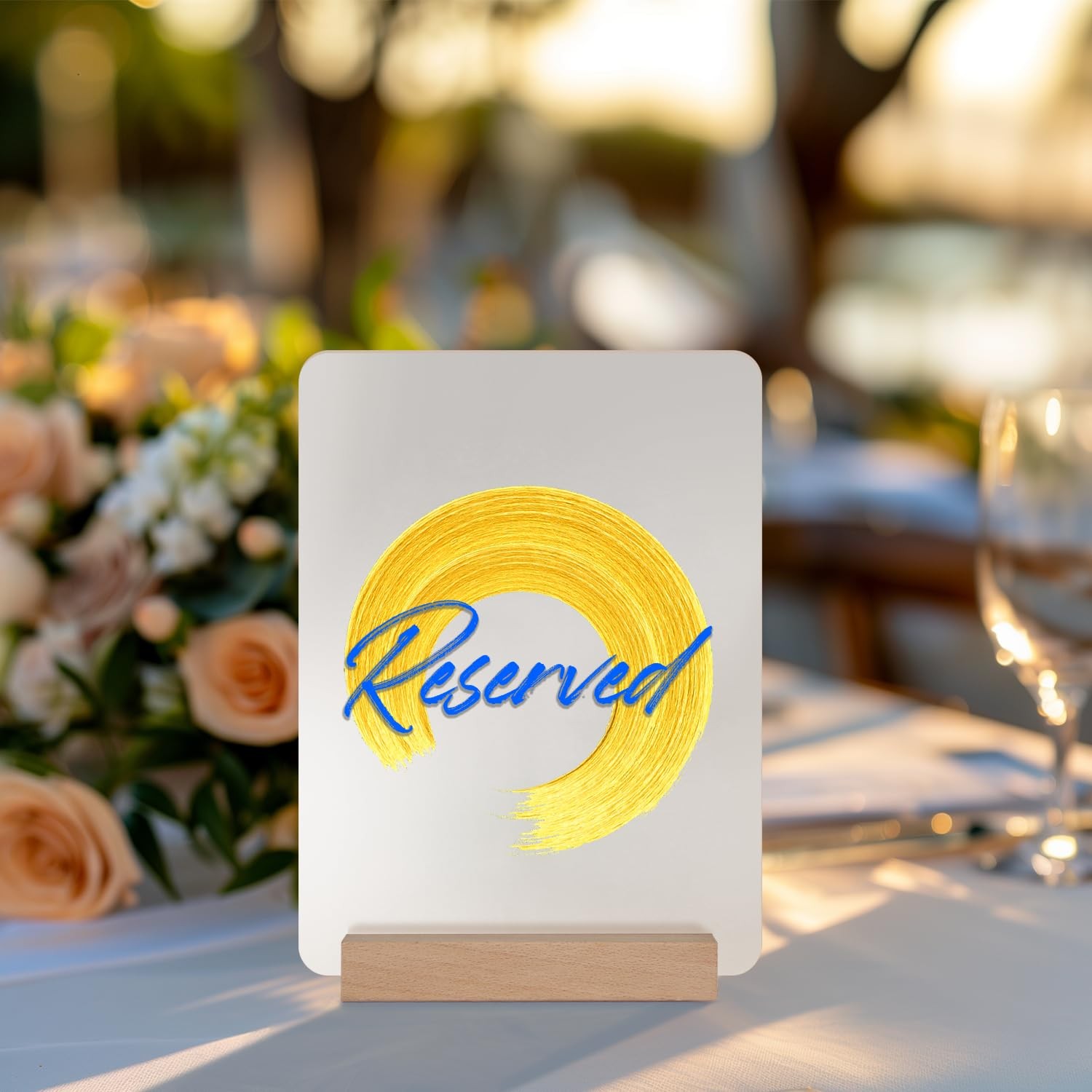 Frosted Blank Acrylic Sign with Wooden Stands – 10 Pack DIY Rectangle Customi…