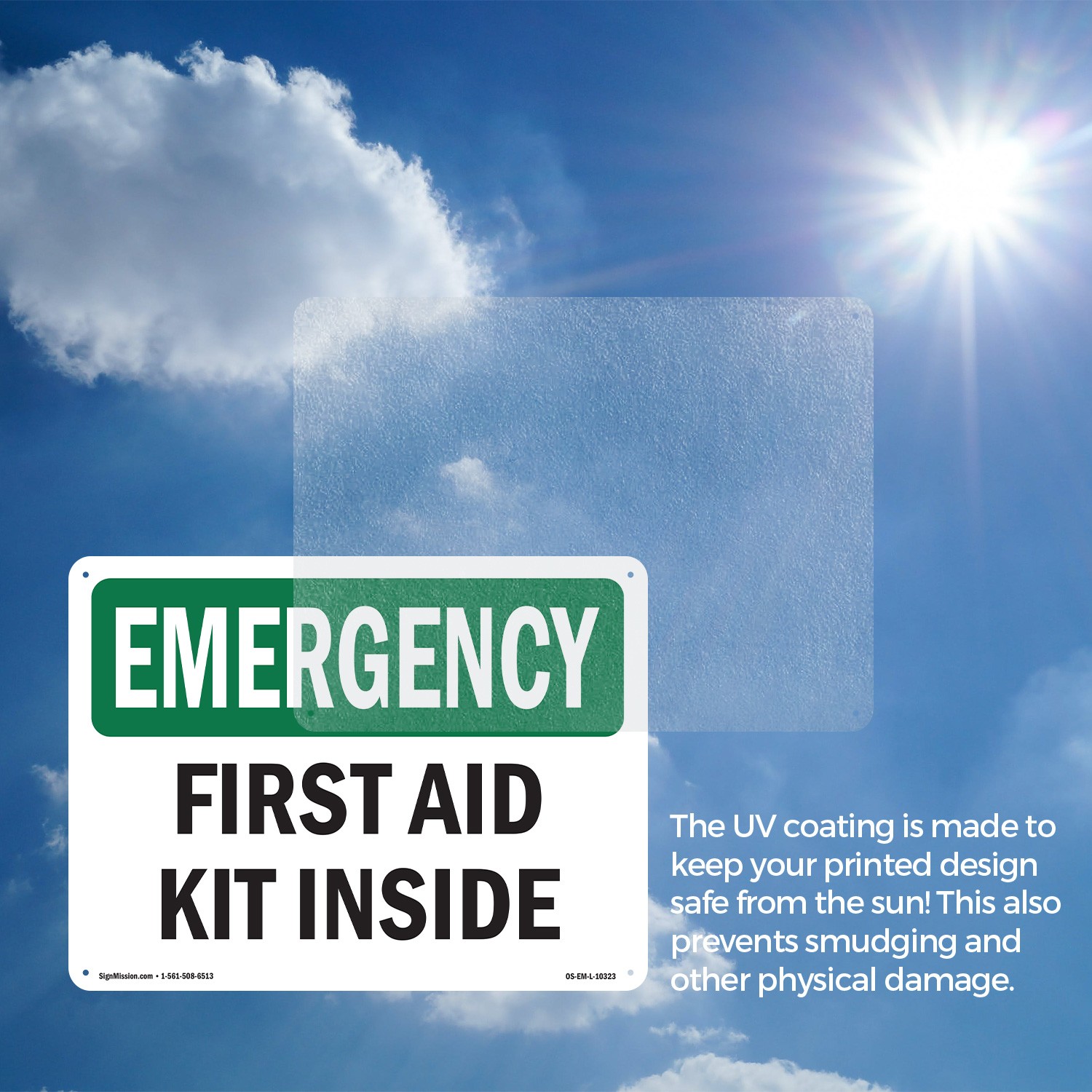 First Aid Kit Inside OSHA Emergency Sign Metal, Plastic, Or Decal – 5 or 10 Pack