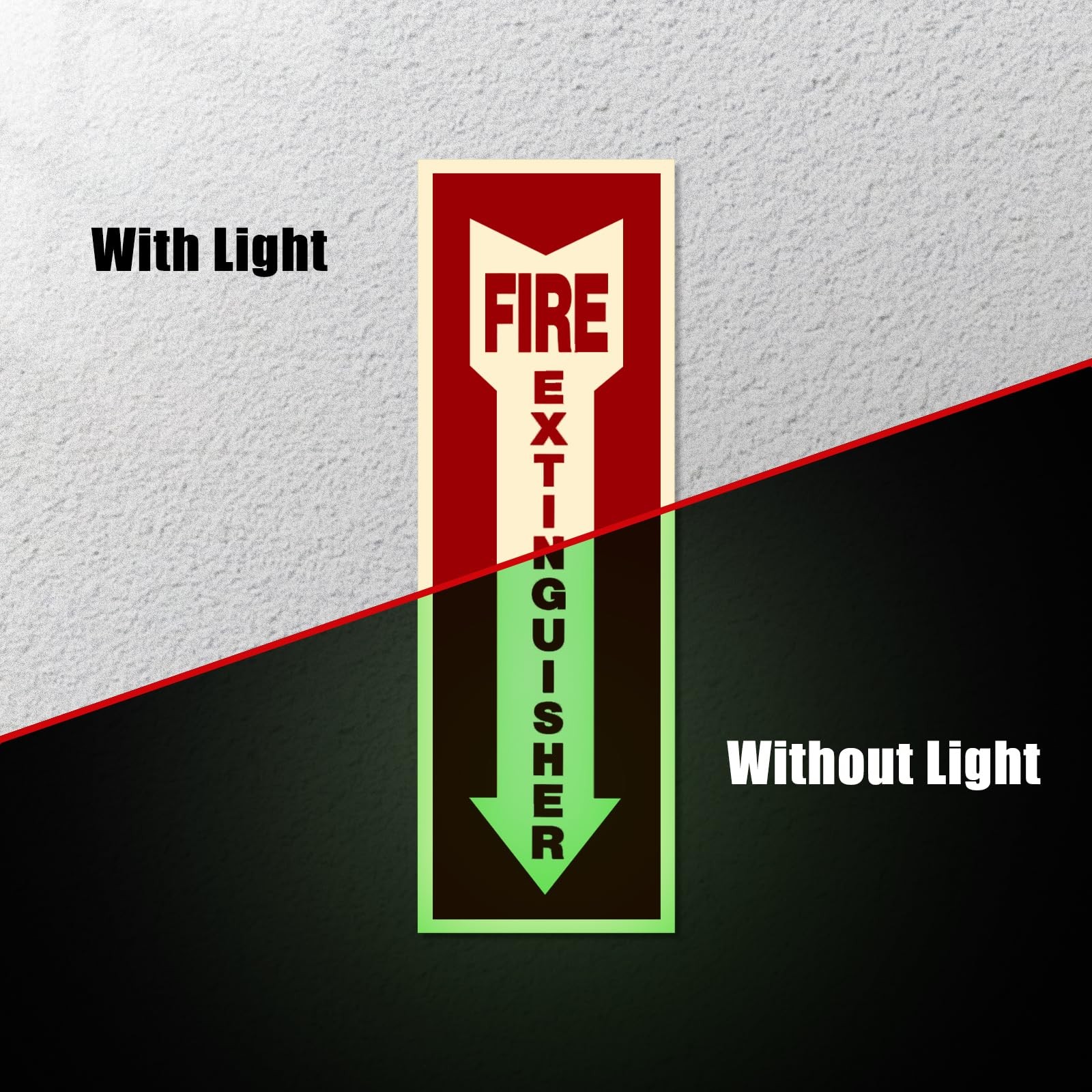 Fire Extinguisher Signs,Safety Sign Sticker glow in the dark 12 Small, red