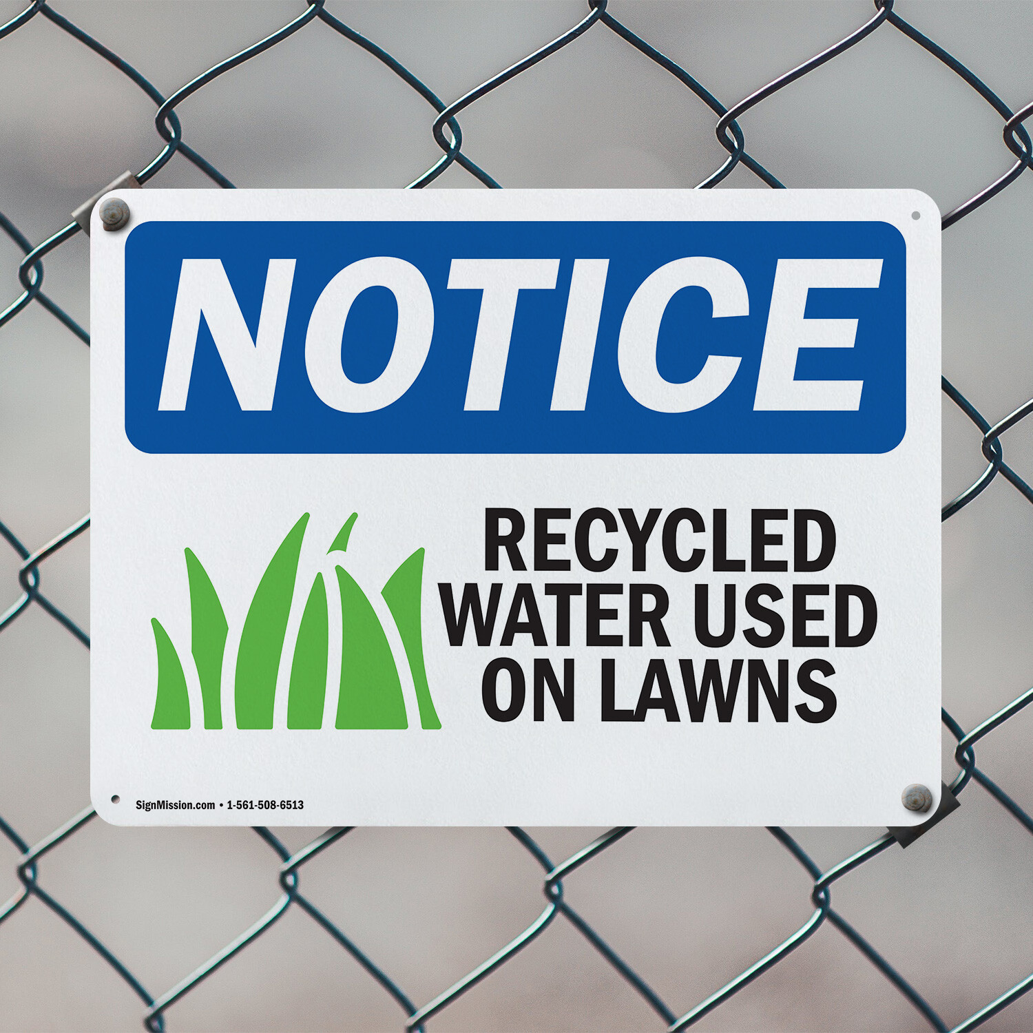 (2 Pack) Recycled Water Used On Lawns OSHA Notice Sign Decal Metal Plastic