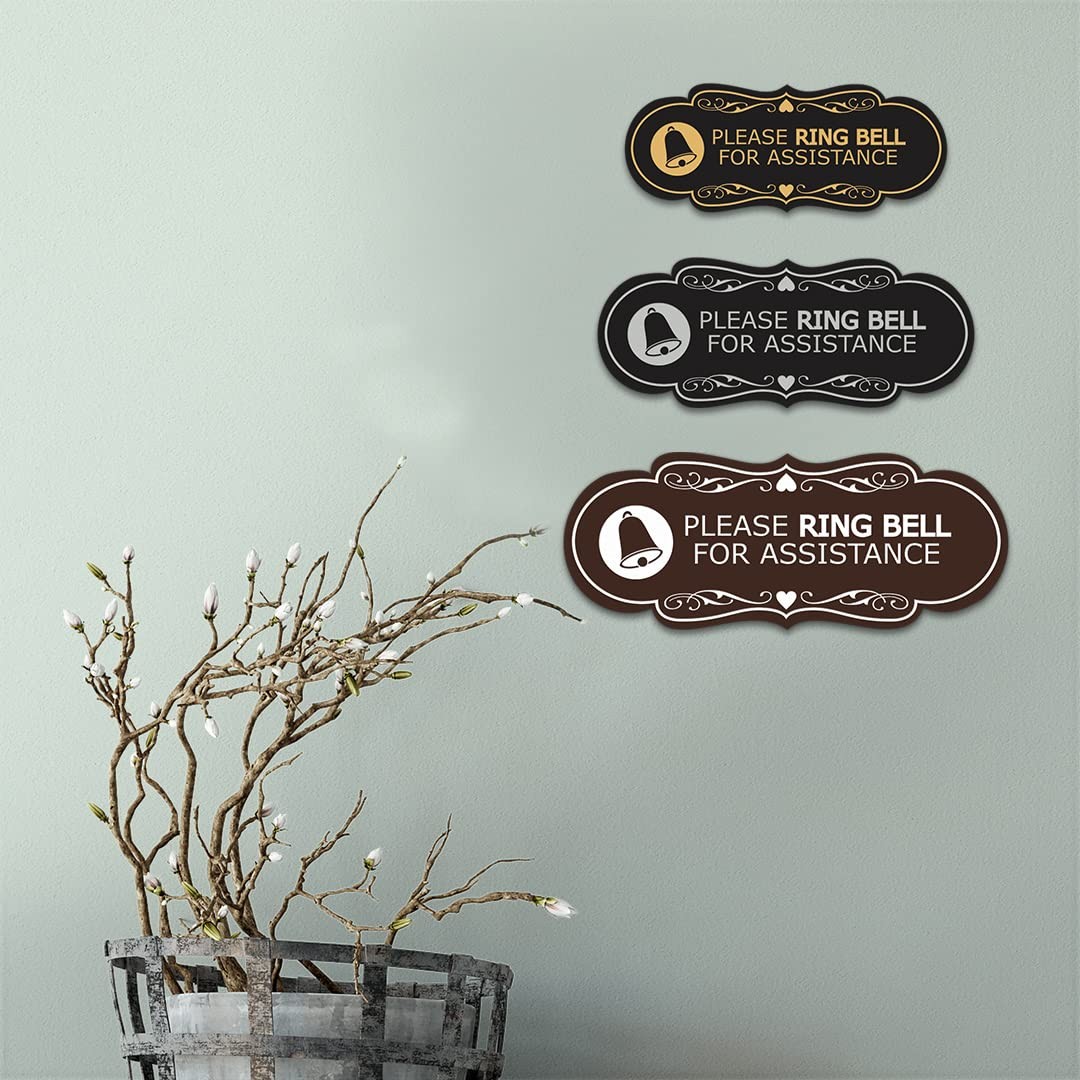 Designer Please Ring Bell for Assistance (Classic Bell) Wall or Door Sign