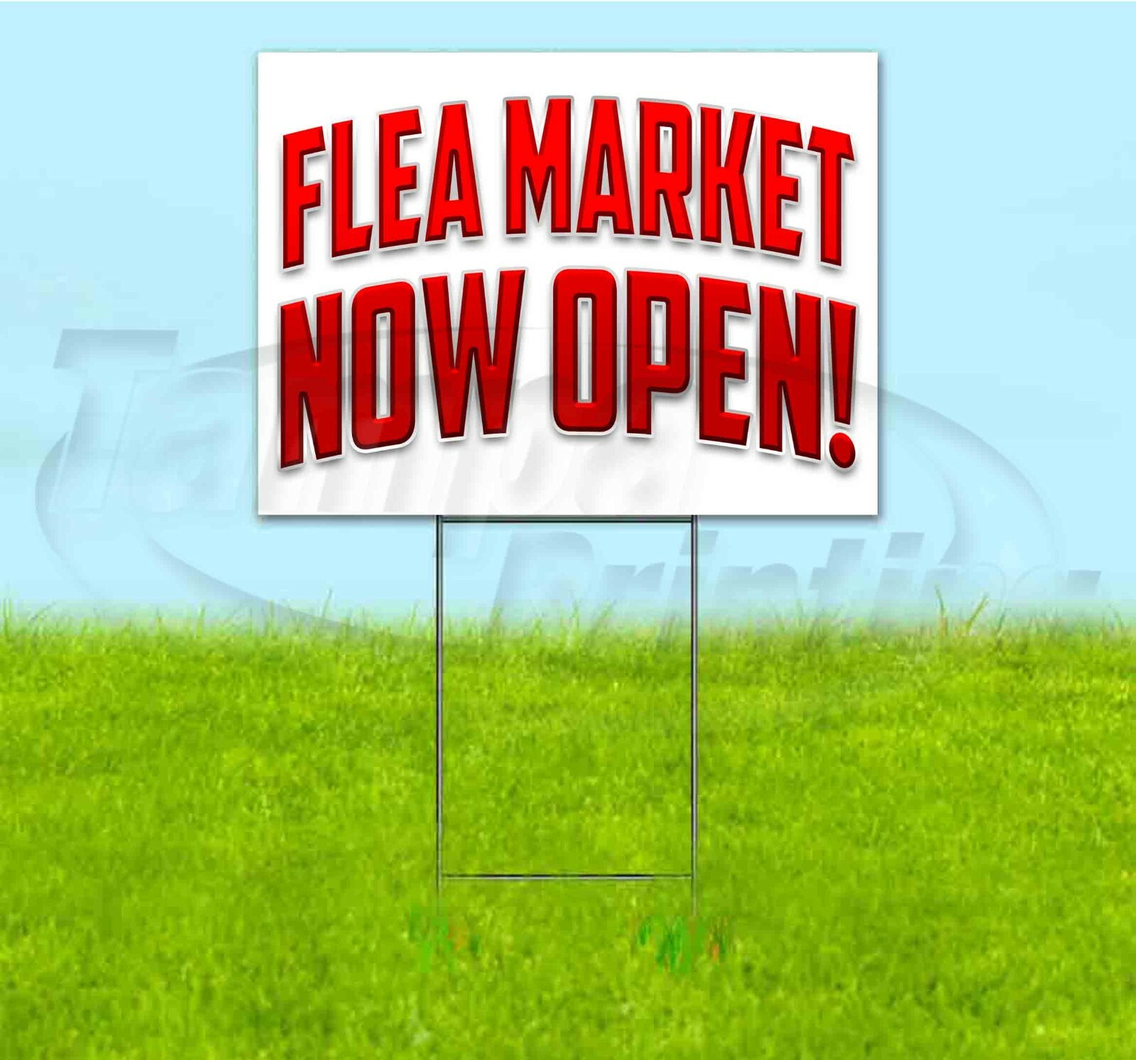 FLEA MARKET NOW OPEN 18×24 Yard Sign WITH STAKE Corrugated Bandit SWAP MEET