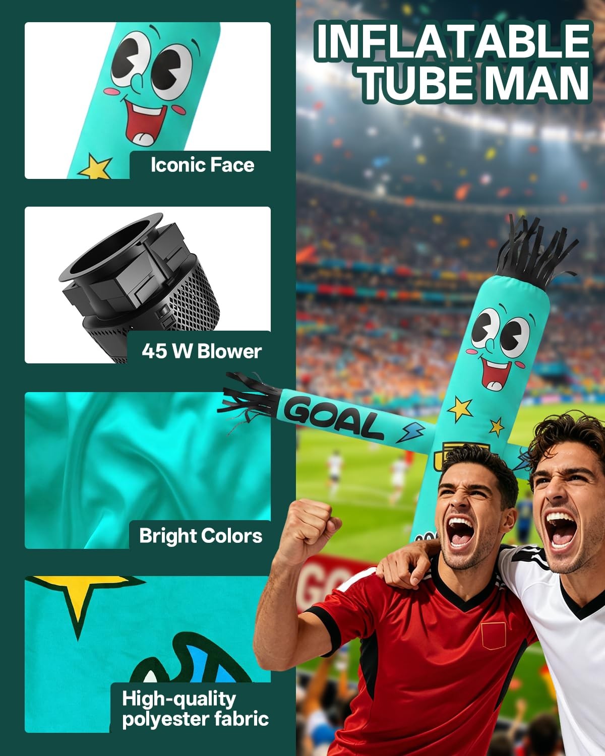 7 FT Inflatable Tube Man with Blower: Soccer Sports Theme Inflatable Dancing Man