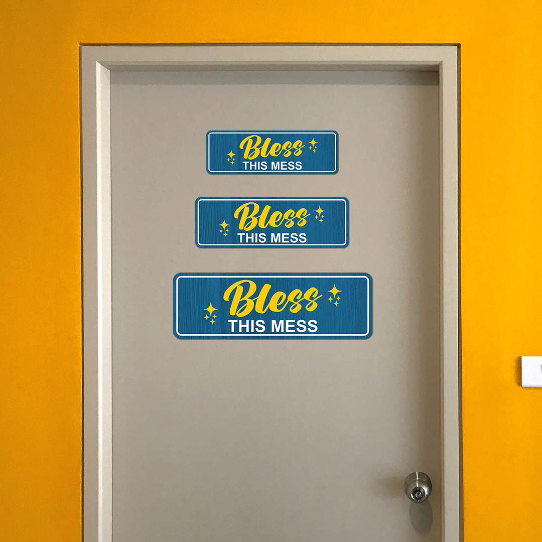 Standard Plus Bless This Mess Door or Wall Sign | Funny Home Decor