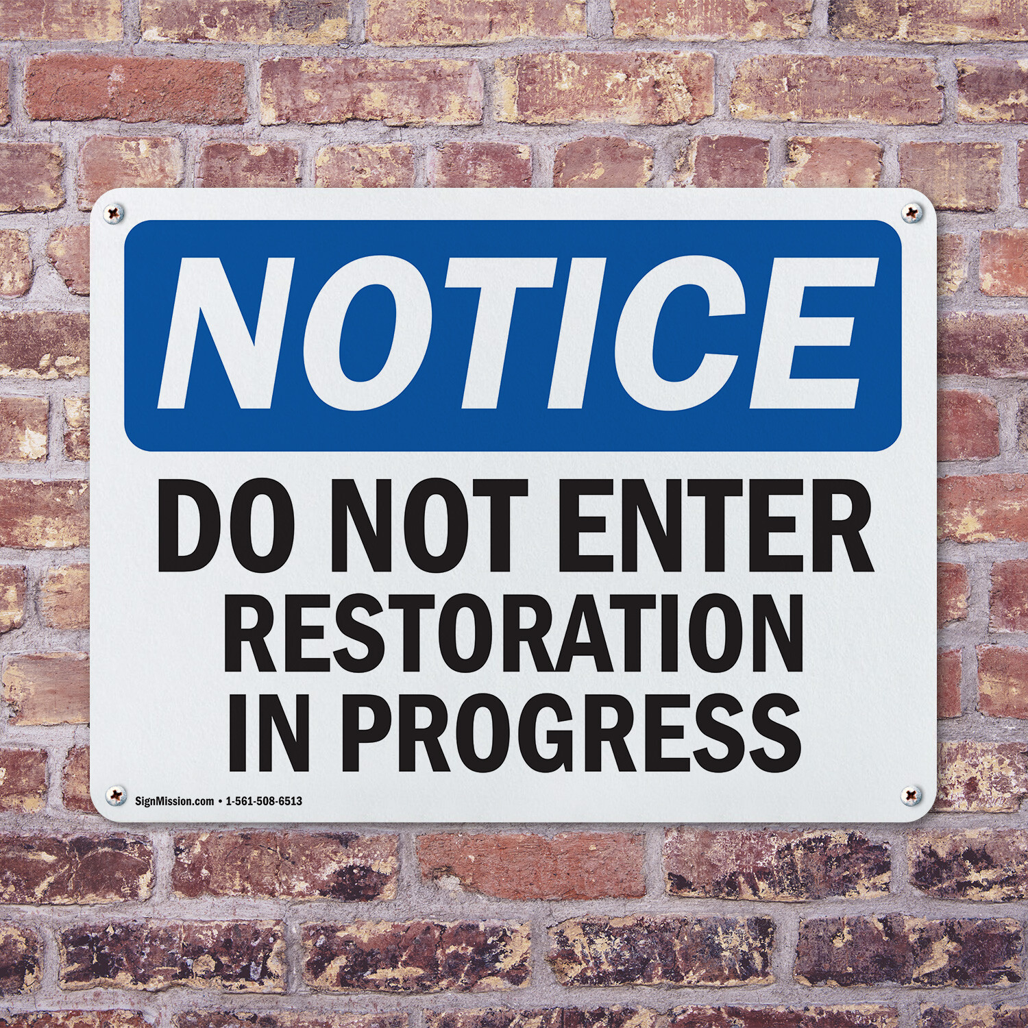 (2 Pack) Do Not Enter Restoration In Progress OSHA Notice Sign Decal Metal