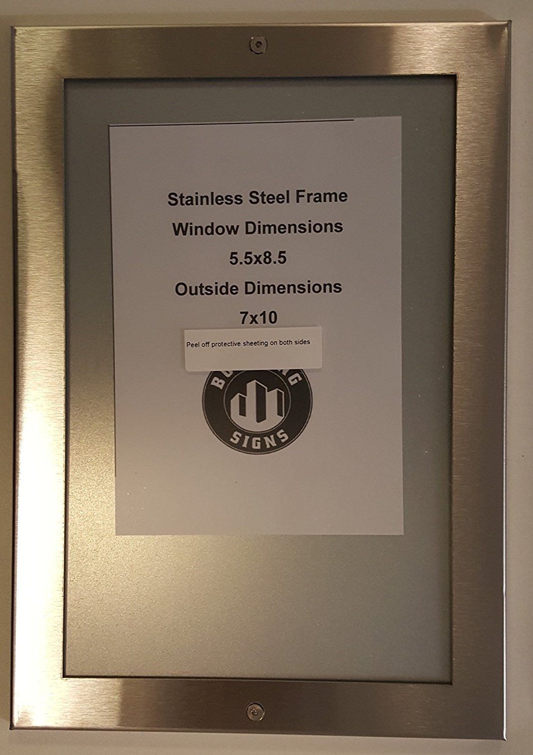 Elevator certificate frame 8.5&Prime; x 5.5&Prime; stainless Steel-REF24-1027