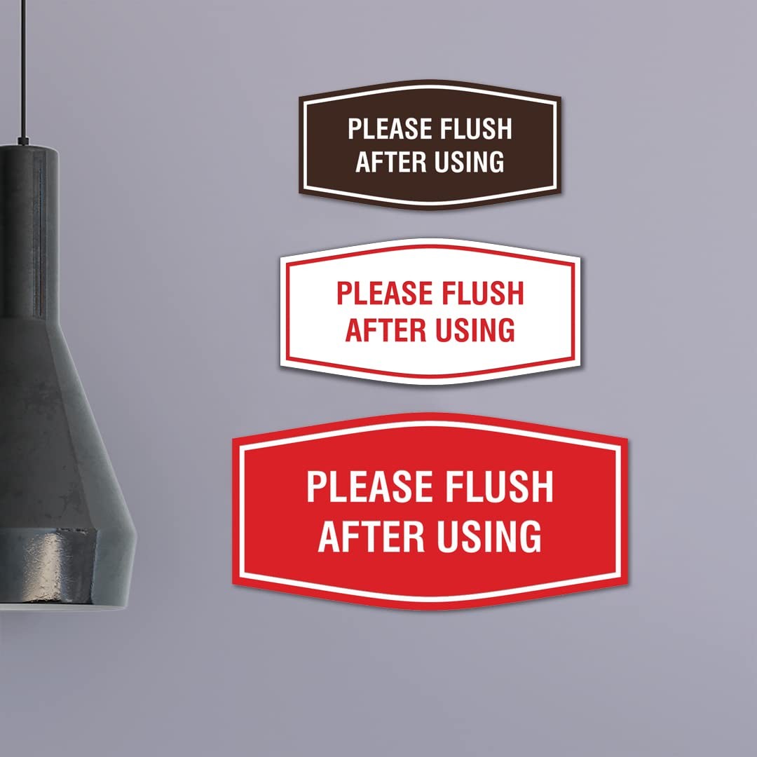 1 PCS Fancy Please Flush After Using Sign Black Medium Wall Restroom Plaque