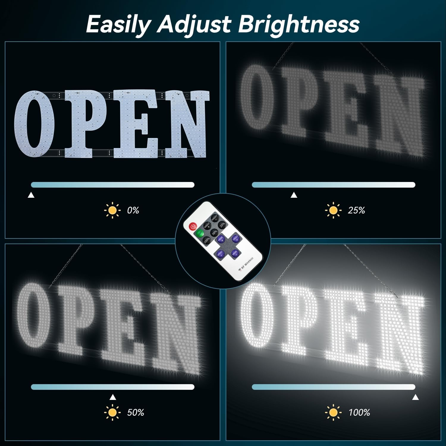 40&Prime;X 14&Prime; Large LED Open Sign with Remote Control High Bright Visibility Business