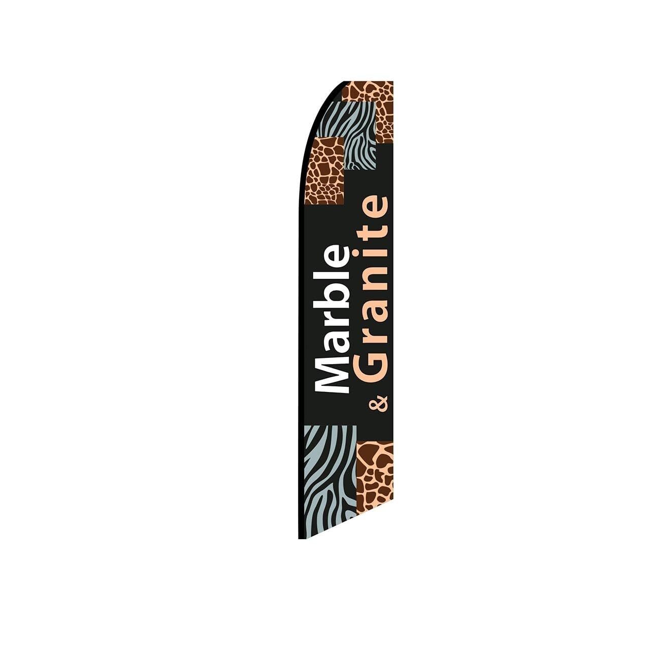 Marble & Granite Black Swooper Flutter Feather Flag | 3ft W x 11.5ft Tall