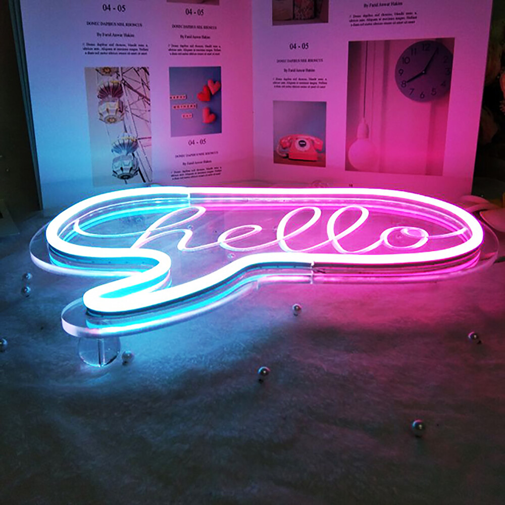 Qomolangma Warm WhiteBlue&Pink 12.2 X 8.85 » « hello » LED Neon Sign