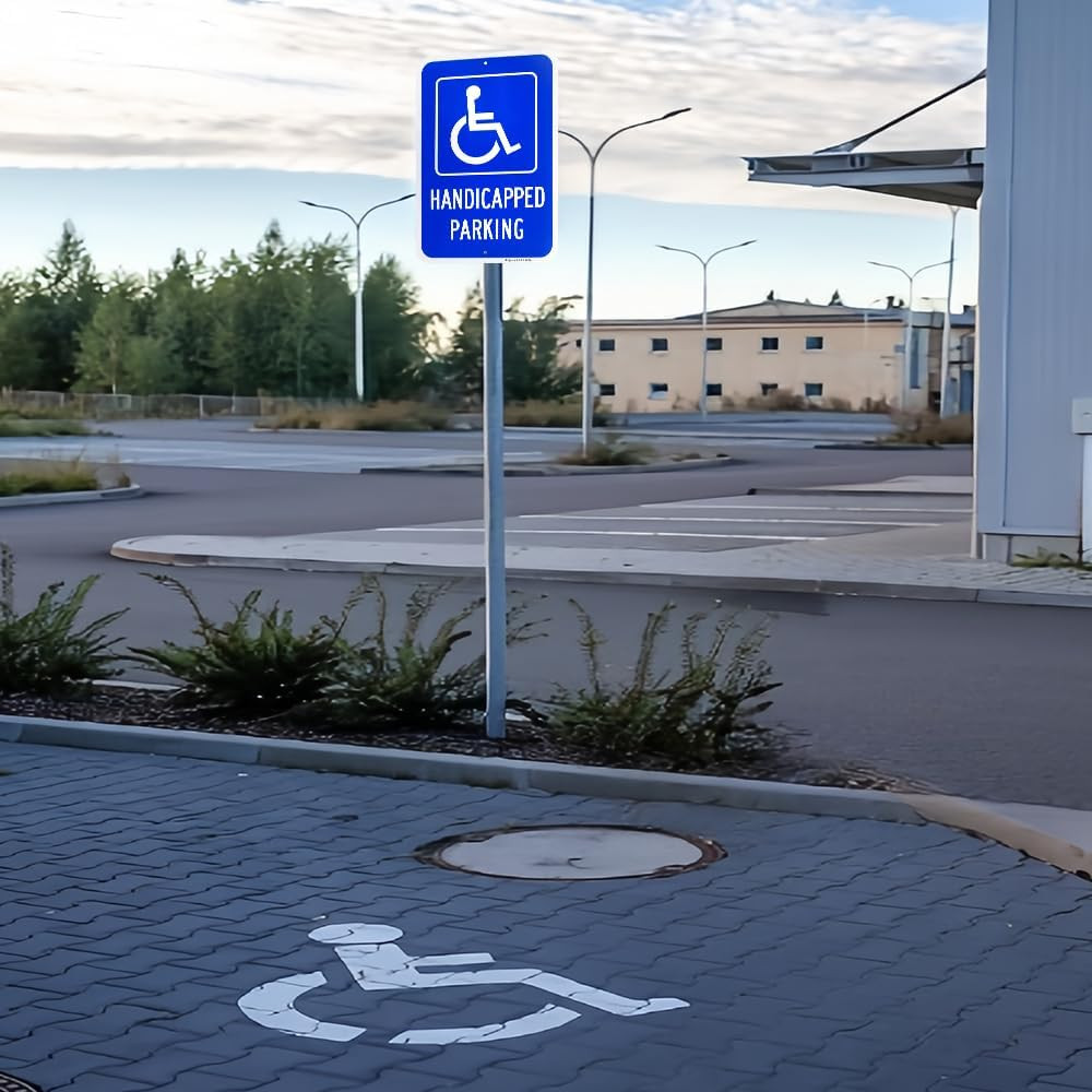 4 Pack Large Handicap Parking Sign, Handicapped Sign, 18&Prime; x 12&Prime; .040 Rust Free A