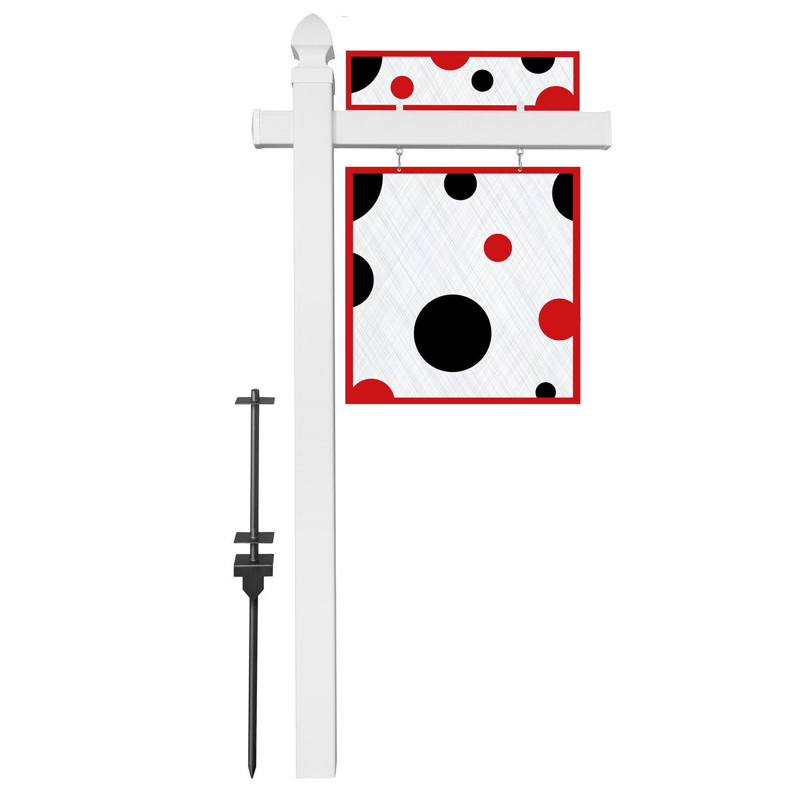 72&Prime; x 36&Prime; Real Estate Yard Sign Post with 2 Cap Options – Vinyl PVC – White
