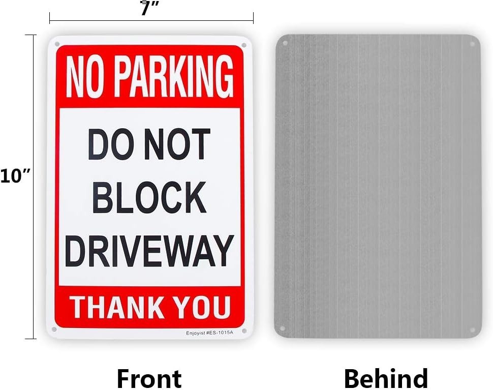Weatherproof 3 Pack No Parking Do Not Block Driveway Signs – 10&Prime; x 7&Prime; Aluminum