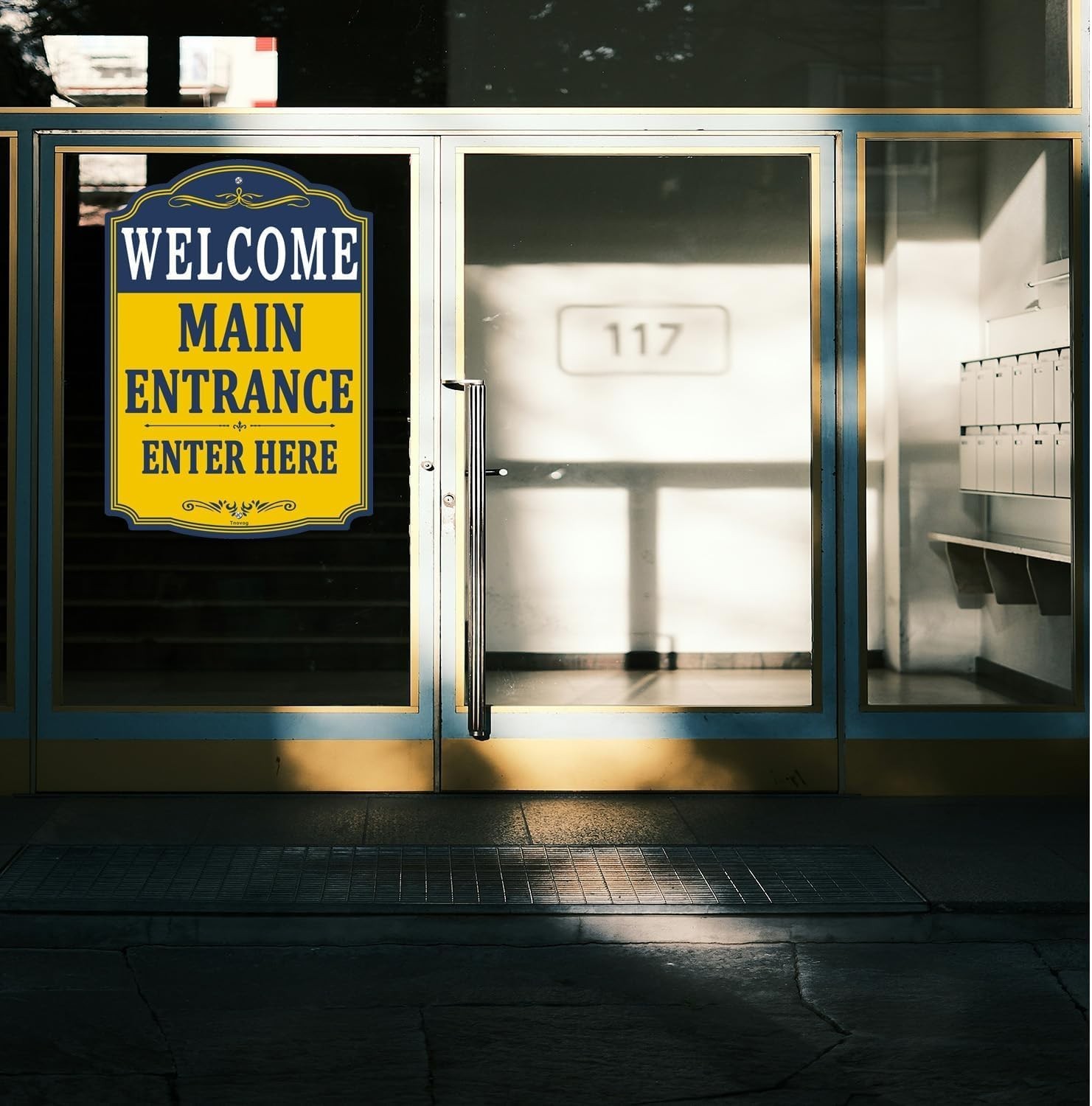 14×10 Inch Metal Welcome Sign for Business Office – Rustproof, Weatherproof, Eas
