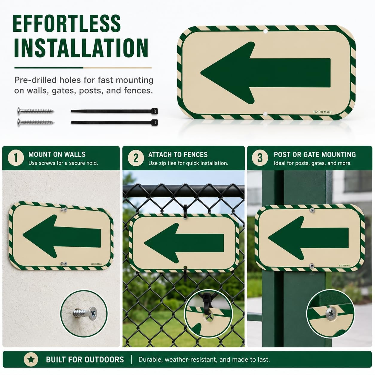 2 Pack Left Arrow Directional Signs – 12×6 Inch Reflective Metal Sign with Gr…