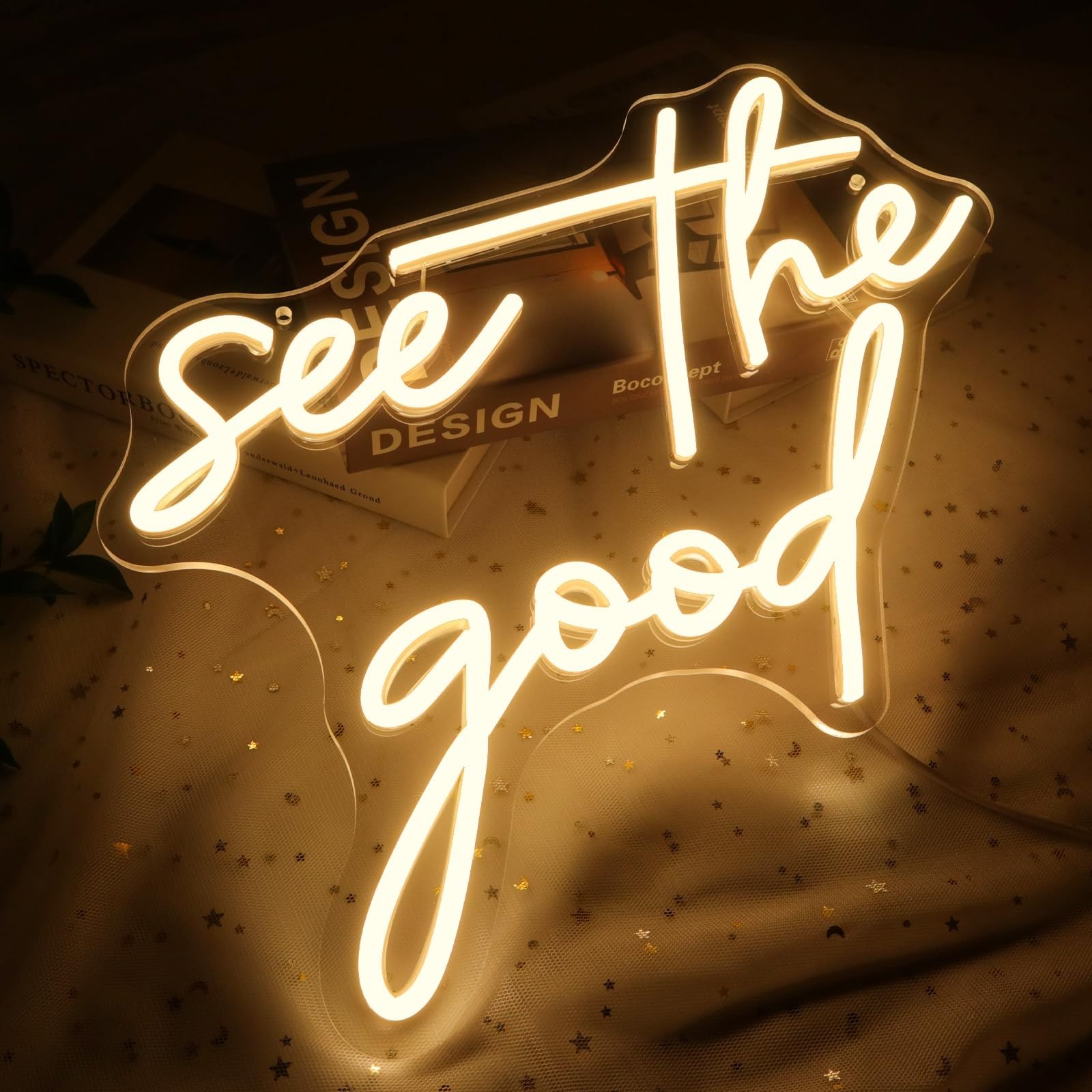 See The Good Neon Sign for Wall Decor, Warm White Led Signs for Room, USB Dim…
