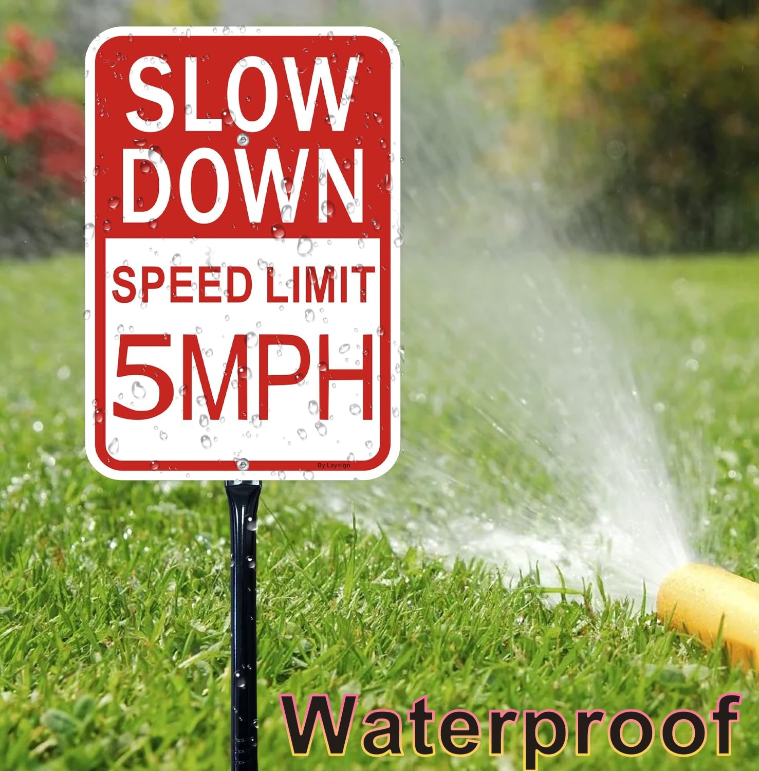 1-Pack 14×10 Inch &lsquo;Slow Down 5 MPH&rsquo; Sign with 36 Inches Metal Stake Reflective