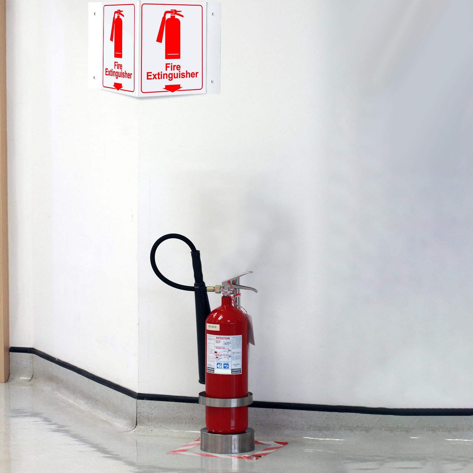 4 Pcs Fire Extinguisher Projecting Sign Glow in The Dark 2 Sided V Shaped Acr…