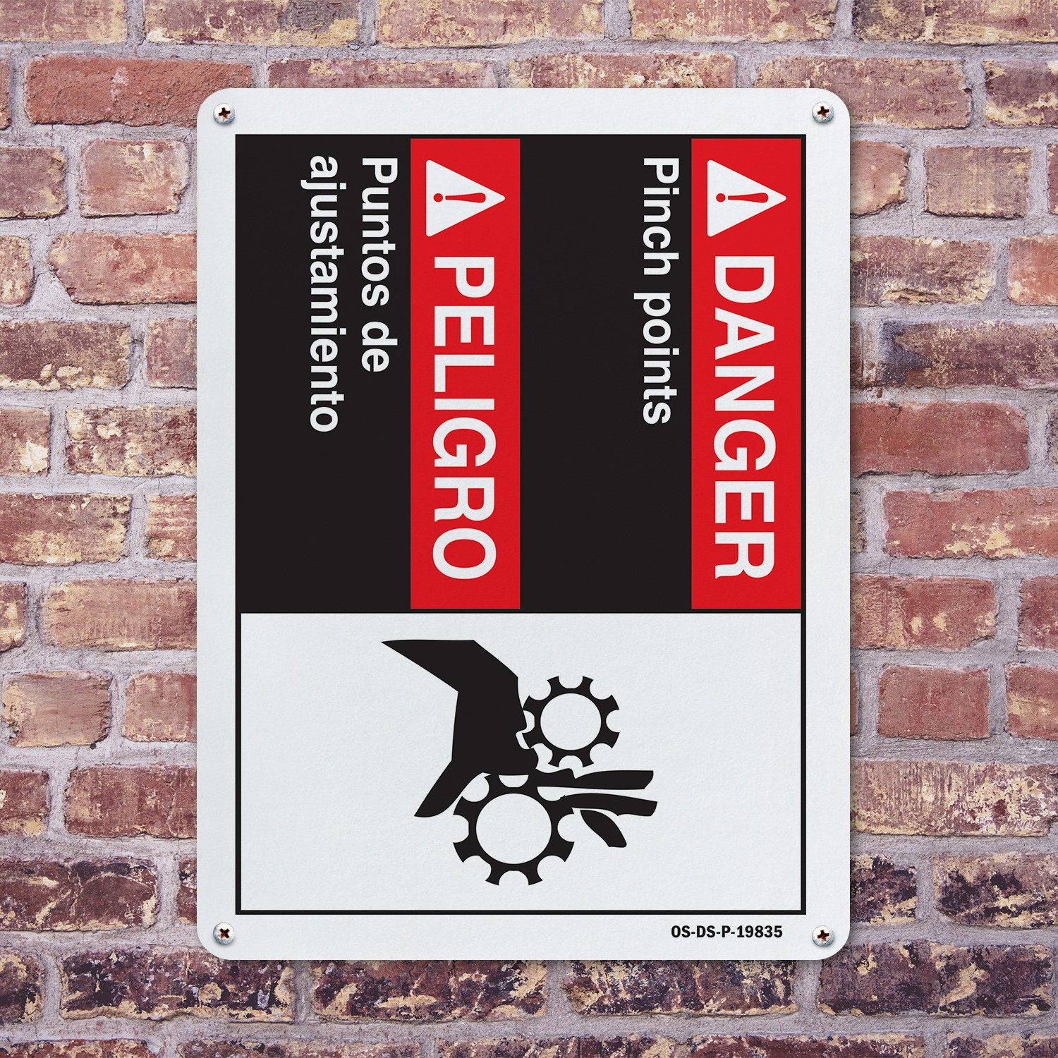 Danger Pinch Points (Bilingual Spanish) ANSI Danger Sign Or Decal – 5 or 10 Pack