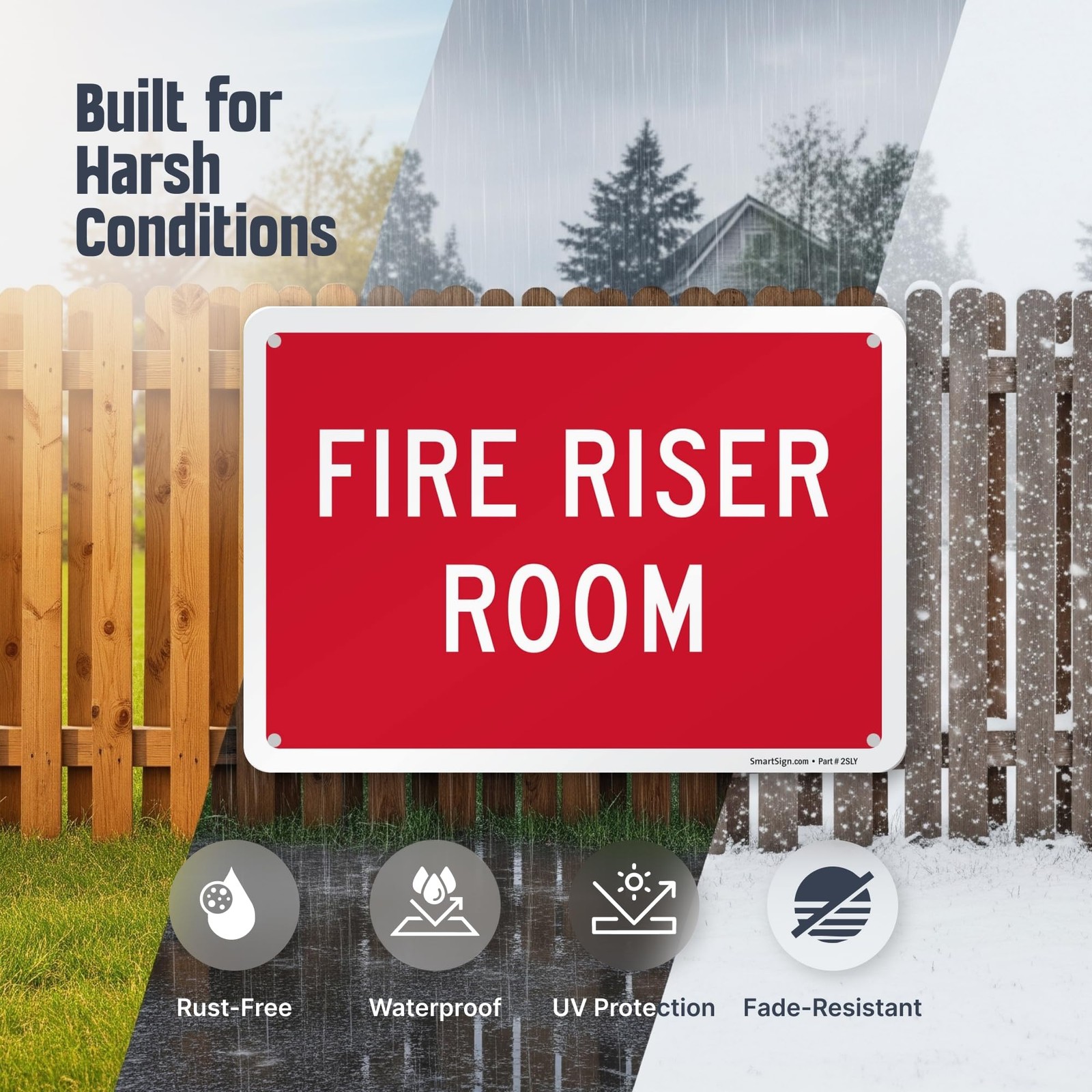 7&Prime;x10&Prime; Aluminum « Fire Riser Room » Sign for Commercial Industrial Buildings
