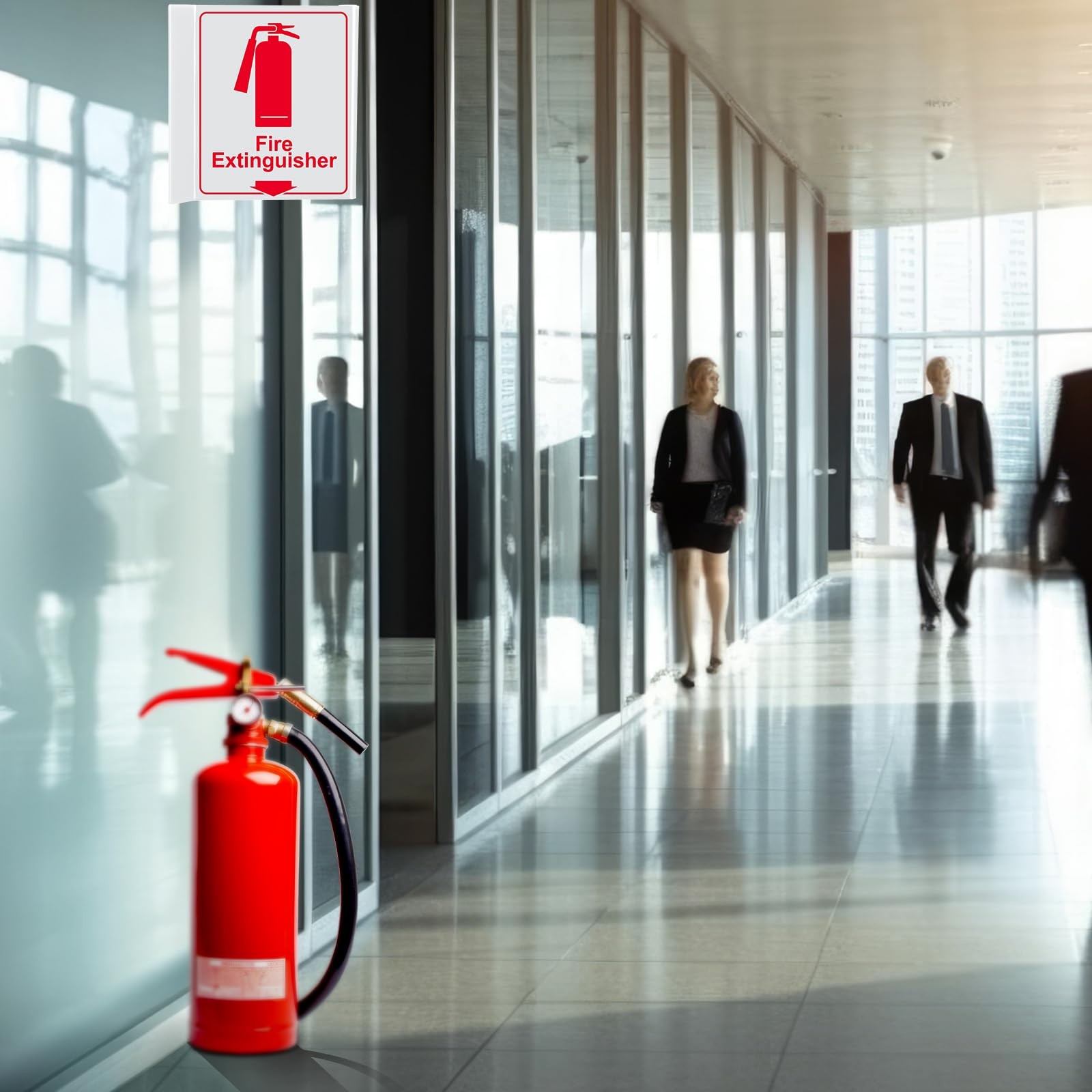 4 Pcs Fire Extinguisher Projecting Sign Glow in The Dark 2 Sided V Shaped Acr…
