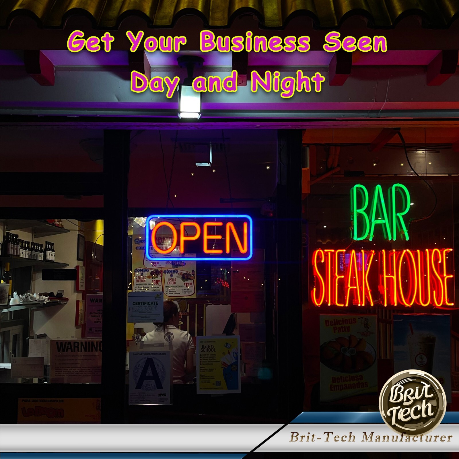 Large LED Open Sign 21&Prime; Neon Light Bright for Restaurant Bar Store Shop Business