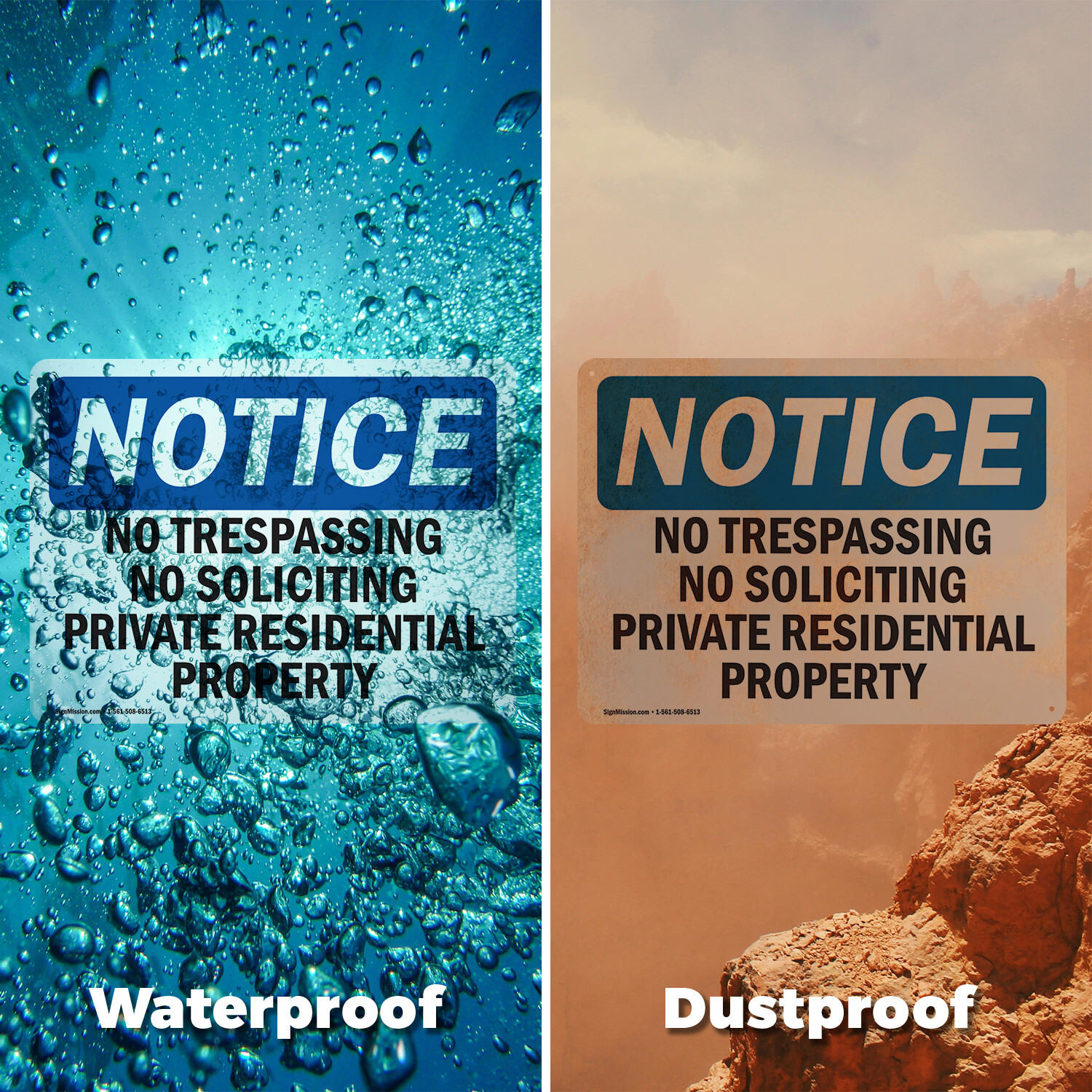 (2 Pack) No Trespassing No Soliciting Private Residential OSHA Notice Sign Decal