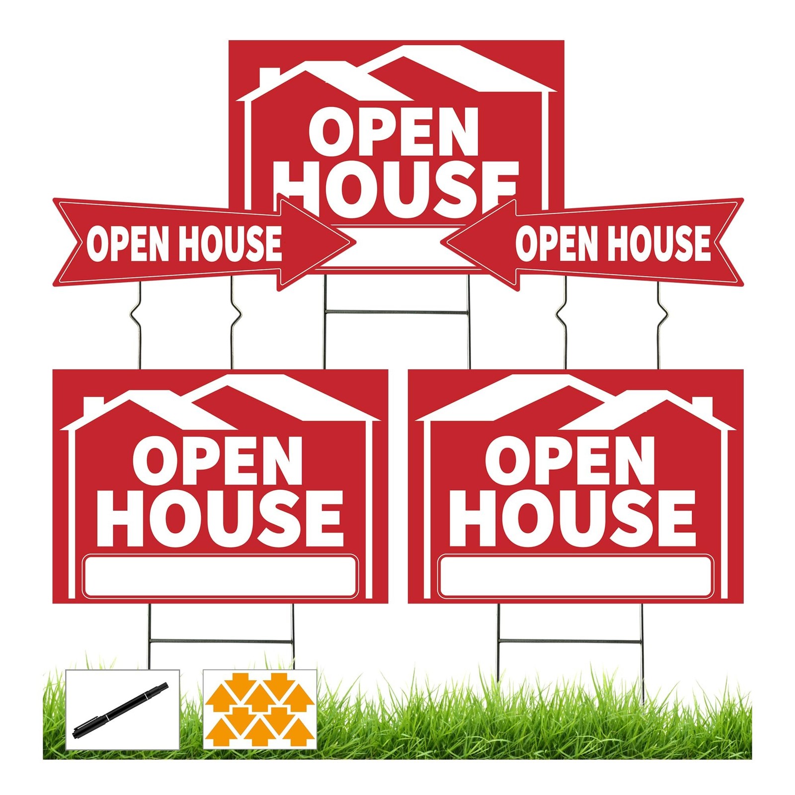 5 Pack Open House Signs, Open House Sign for Real Estate – 17&Prime;x12&Prime; Double Sid…