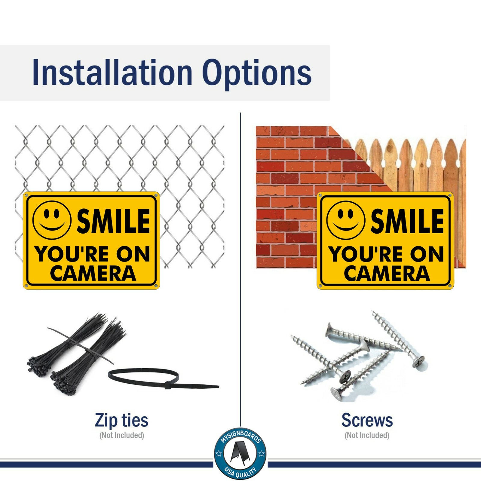 2 SMILE YOU&rsquo;RE ON CAMERA Yellow Business Security Sign CCTV Video Surveillance