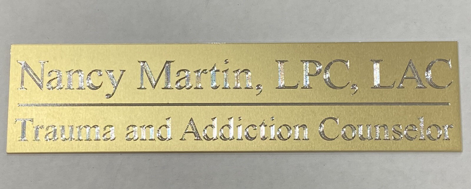 Engraved 8×2 Custom Name Plate Office Wall Door Desk Gold Metal Sign Plaque