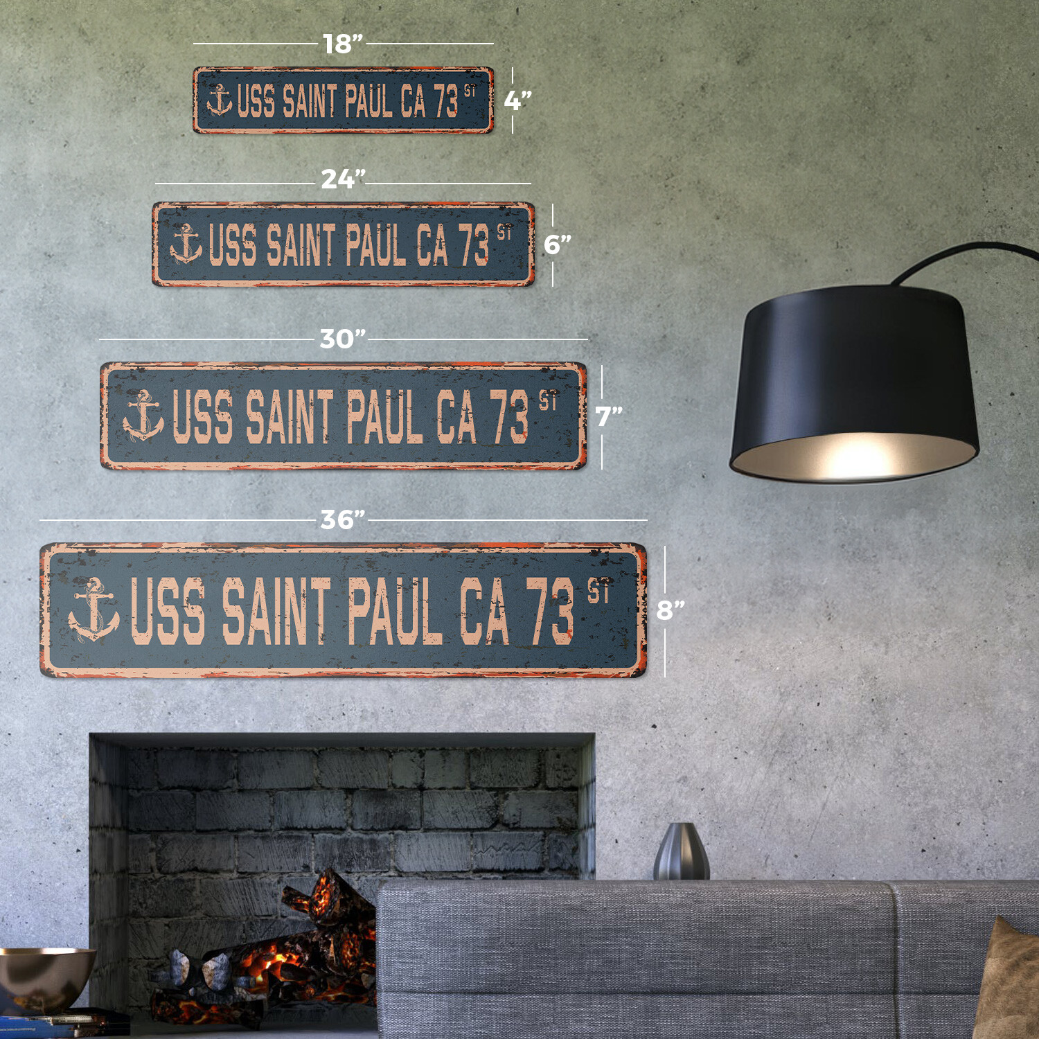 USS SAINT PAUL CA 73 Vintage Street Sign us navy ship veteran sailor rustic gift